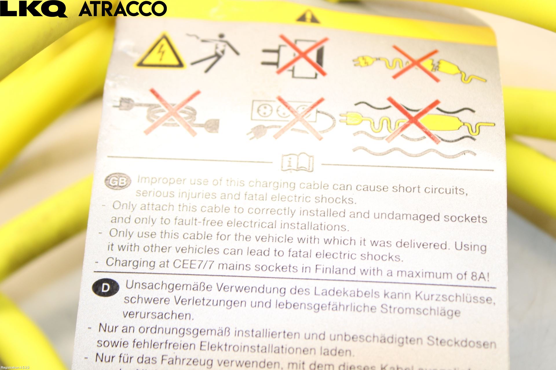 Volkswagen VW GOLF / E-GOLF VII 13-20 Laddkabel Elbil