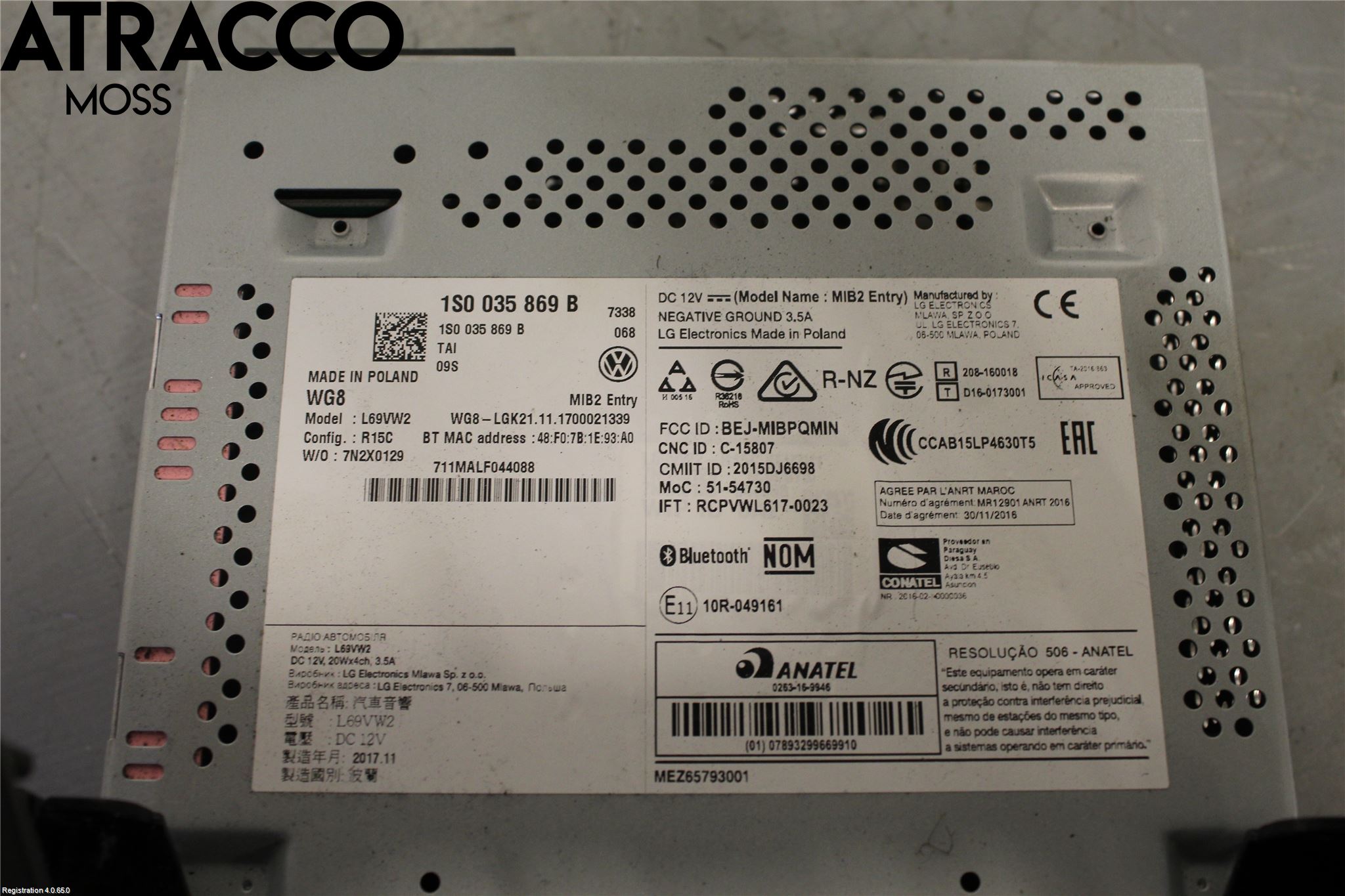 Volkswagen VW UP! / E-UP! Stereo Radio