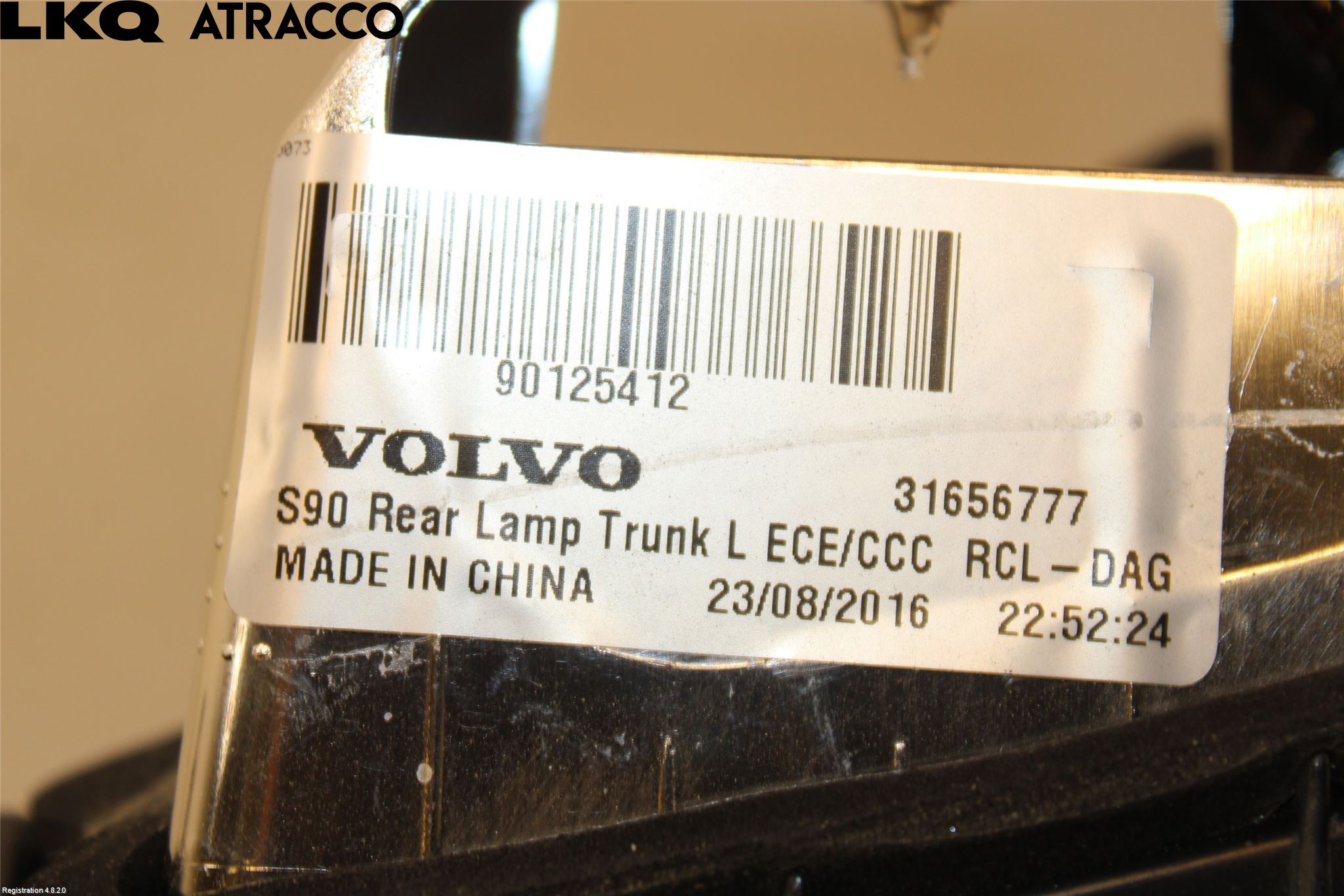 Volvo S90 17->> Baklykt Venstre  På Luke(Indre