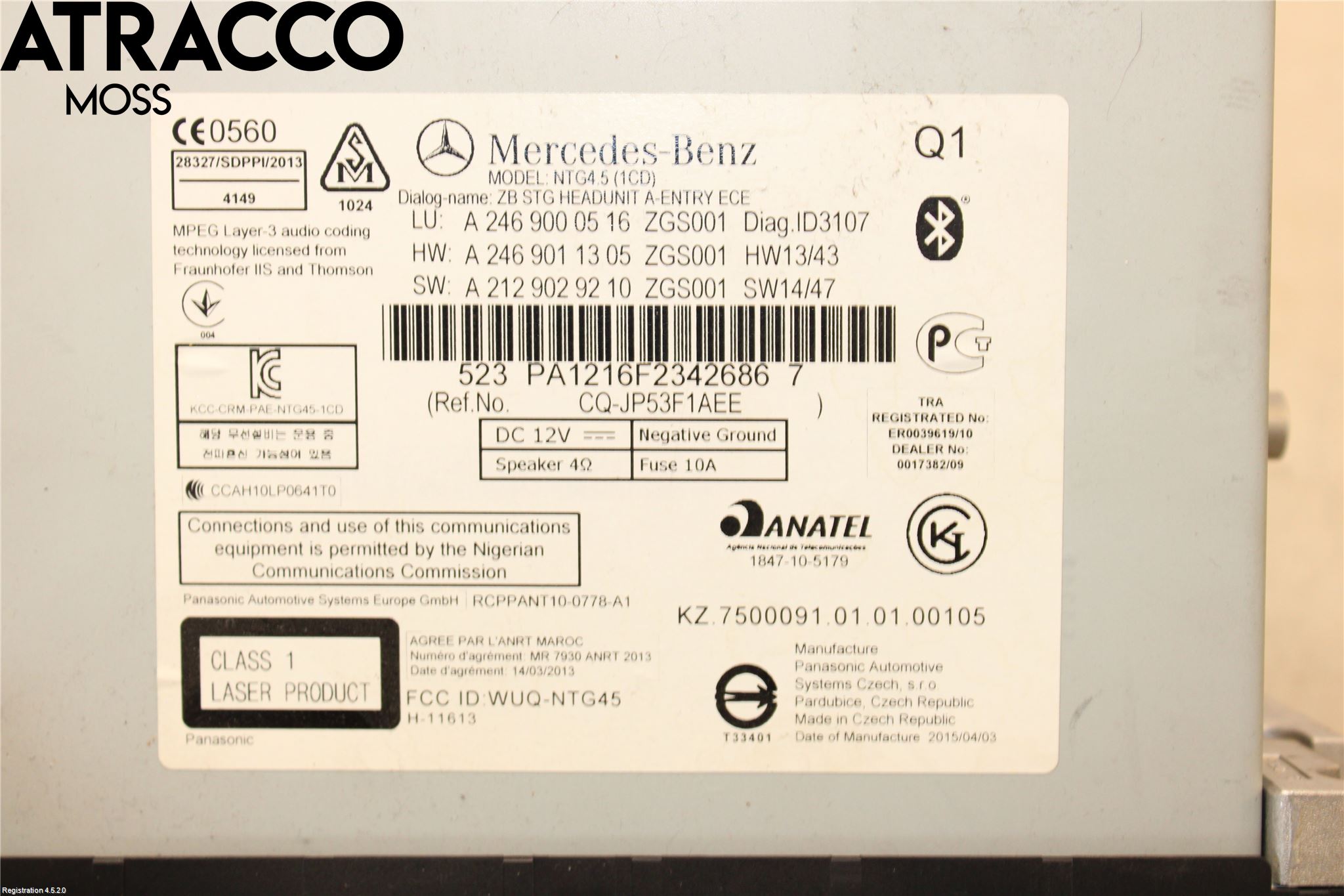 Mercedes-Benz MB A-KLASS (W176) 13-18 Stereo Radio Med Cd