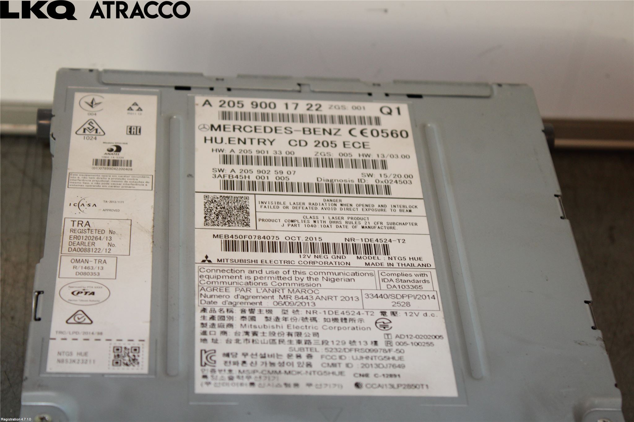 Mercedes-Benz MB C-KLASS (W205) 14-21 Stereo Radio Med Cd