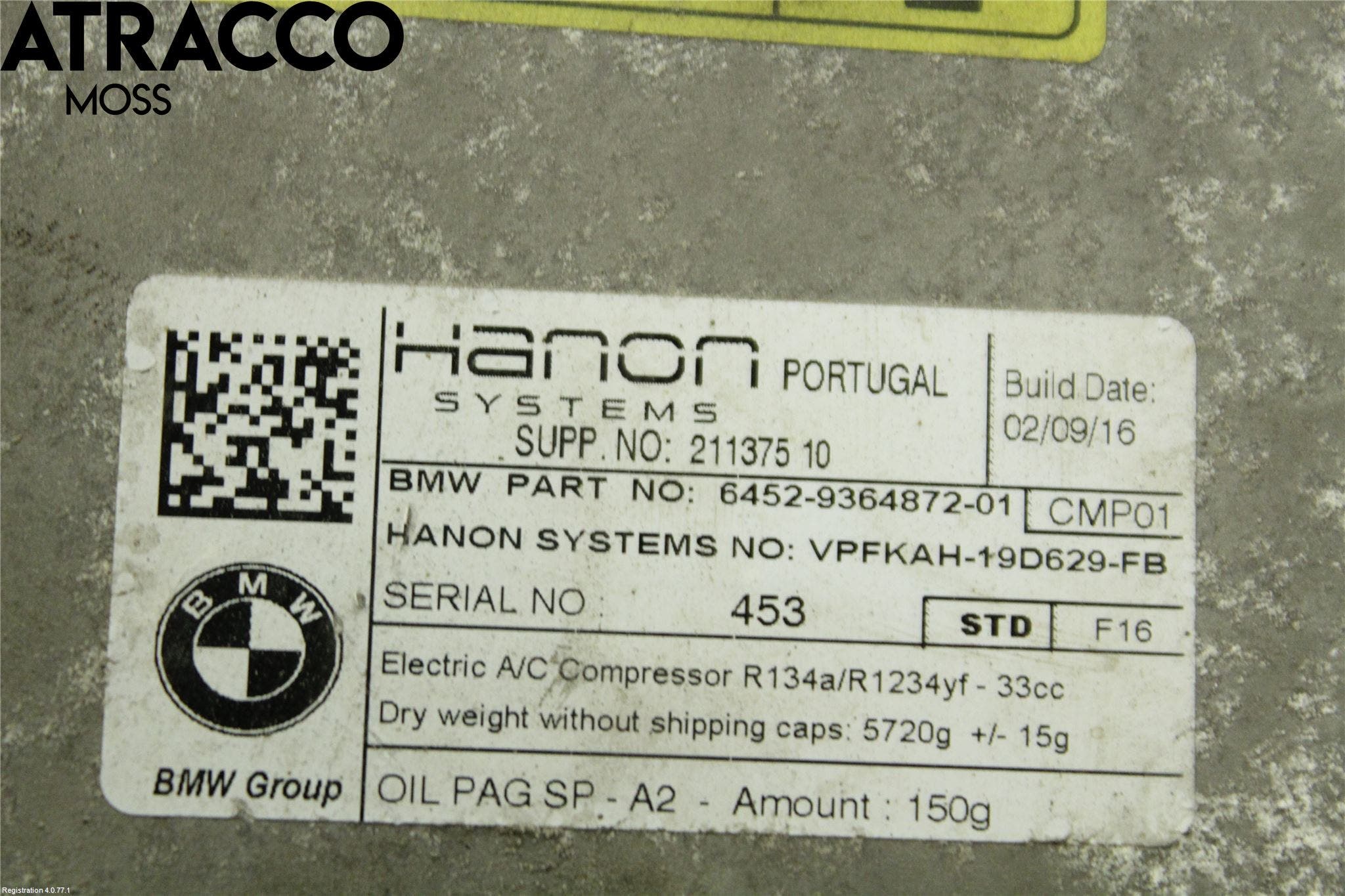 BMW 3 F30/F31/F80 12-19 Varme Ac Kompressor