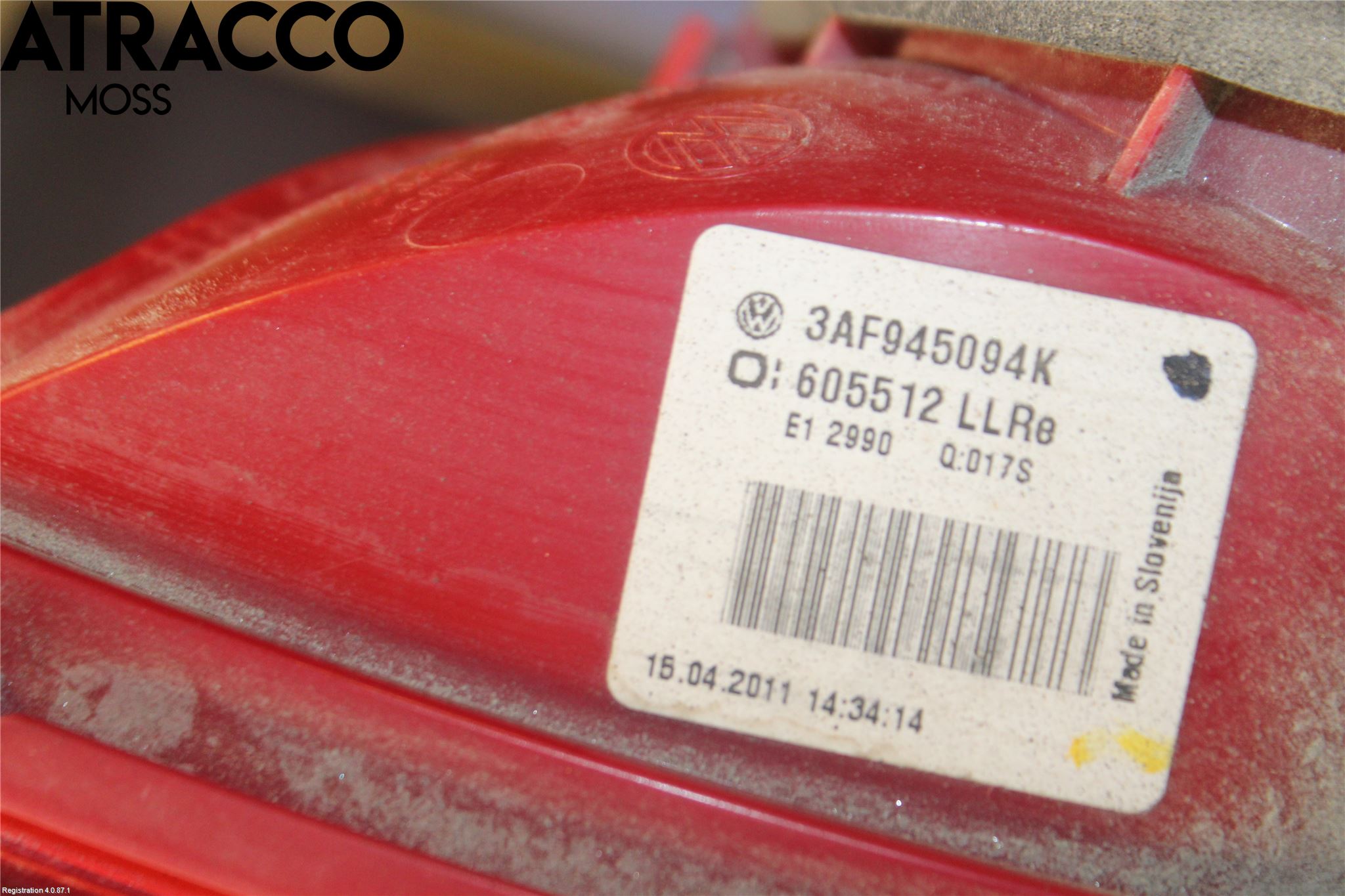 Volkswagen VW PASSAT 11-14 Baklykt Høyre  På Luke(Indre)