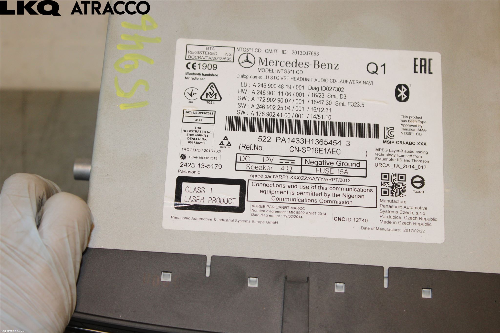 Mercedes-Benz MB B-KLASS (W246/W242) 12-19 Stereo Radio Med Cd