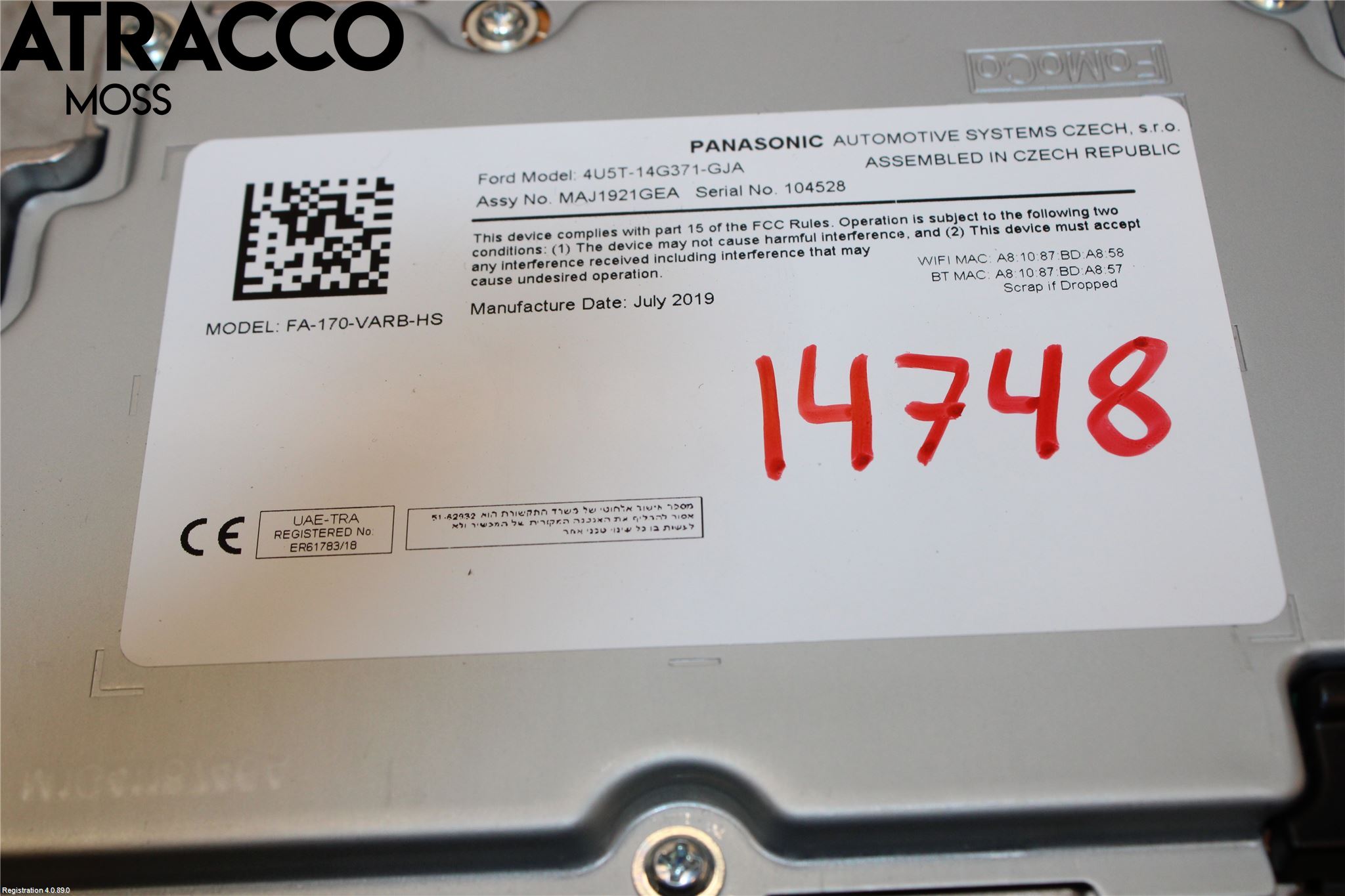 Ford TRANSIT/TOURNEO CONNECT 13-22 Styrenhet Multimedia