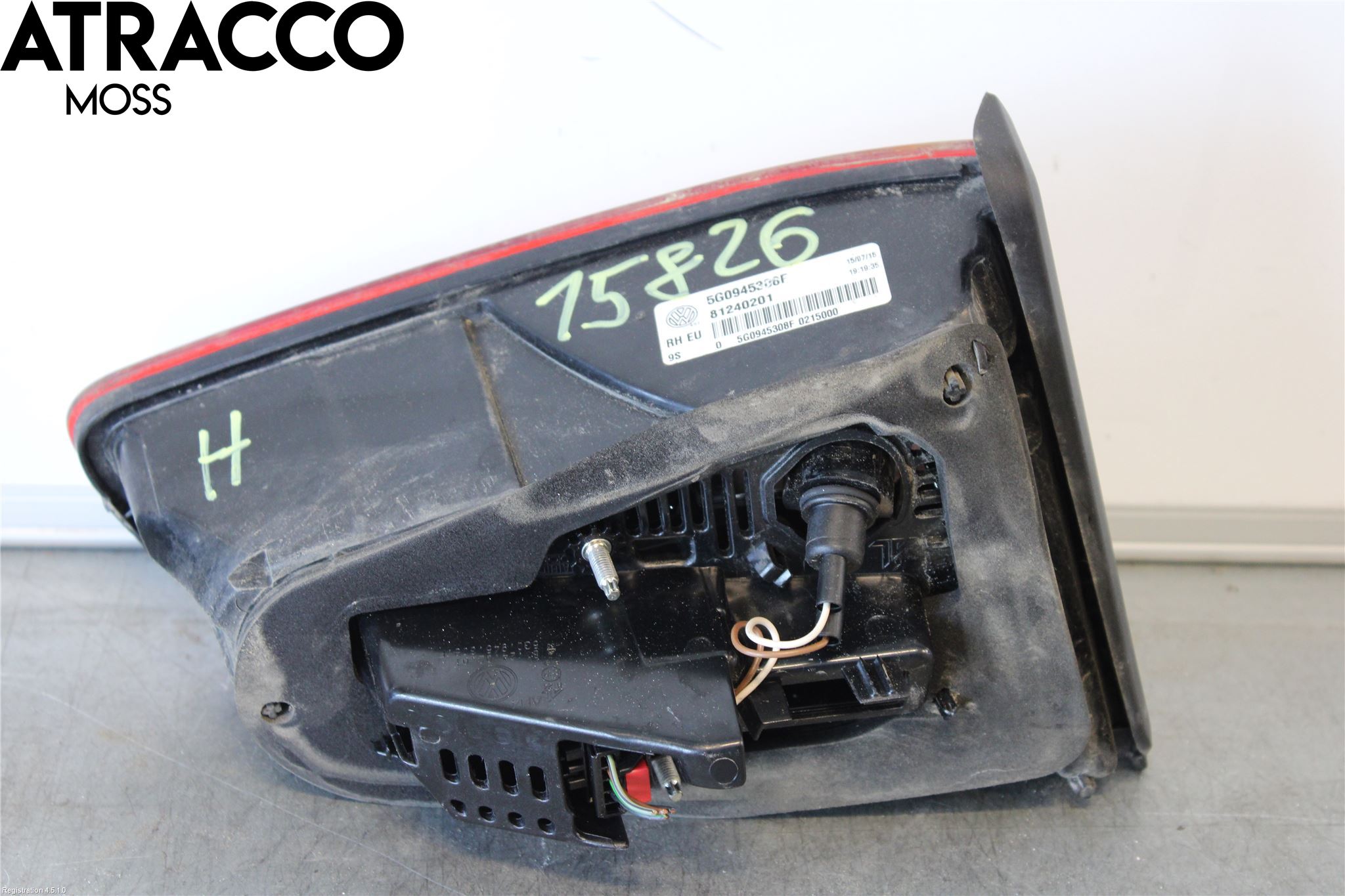 Volkswagen VW GOLF / E-GOLF VII 13-20 Baklykt Høyre  På Luke(Indre)