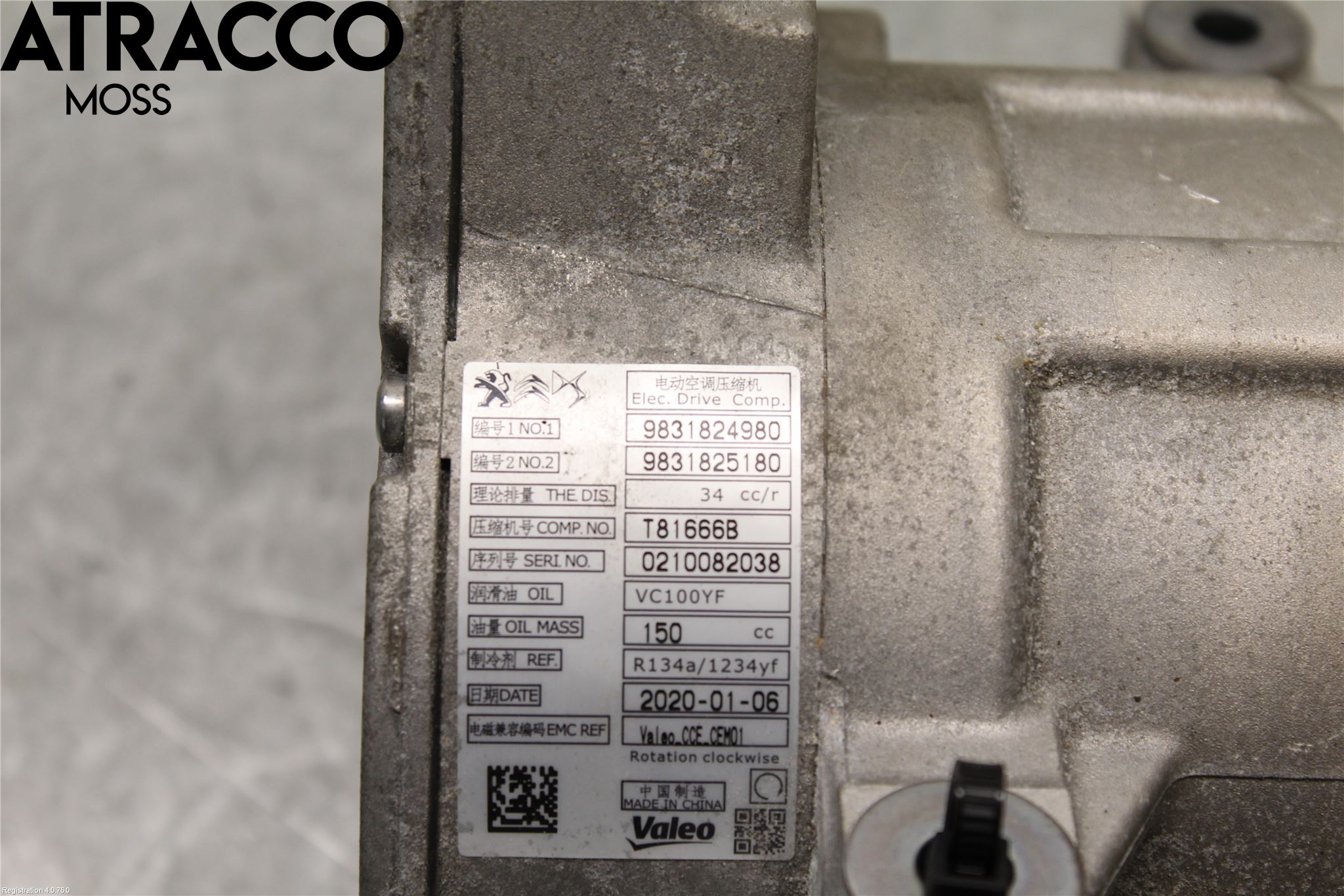 Citroen DS 7 CROSSBACK 19-23 Varme Ac Kompressor