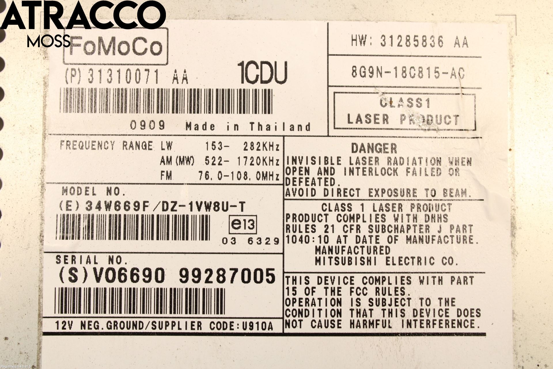 Volvo XC60 09-13 Stereo Radio Med Cd