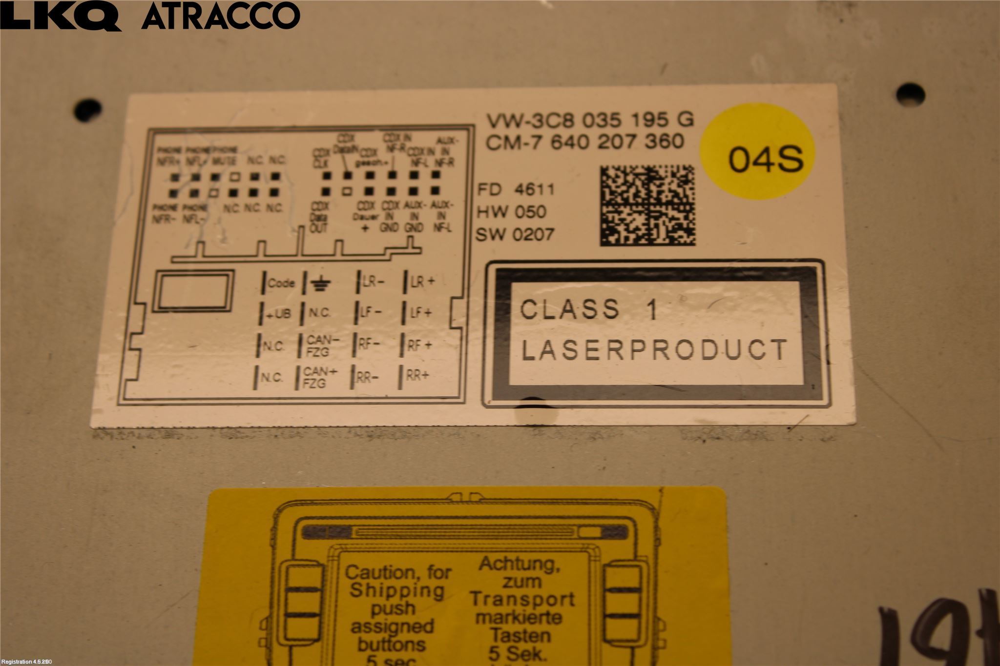 Volkswagen VW TOURAN 10-15 Stereo Radio Med Cd