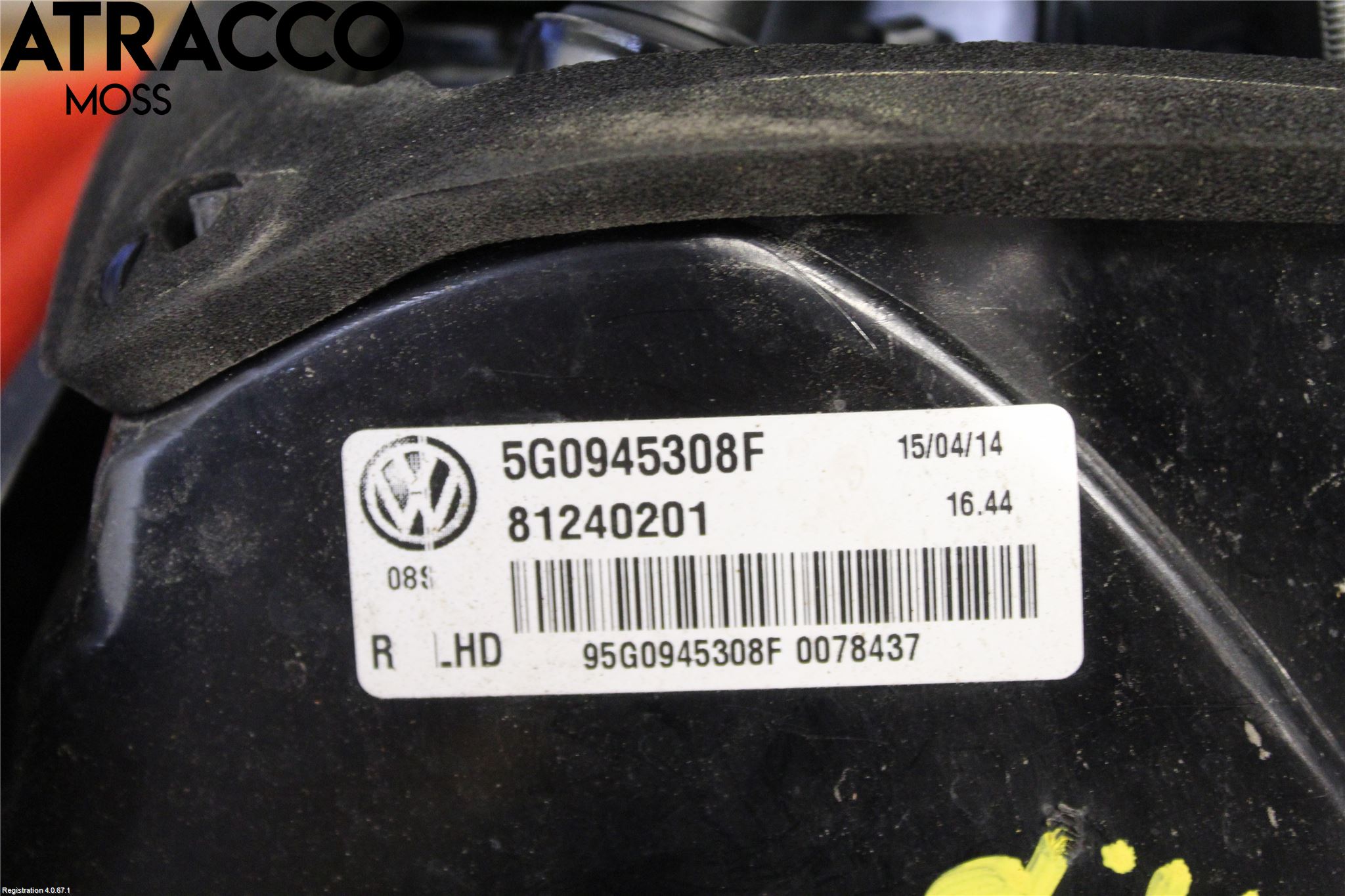 Volkswagen VW GOLF / E-GOLF VII 13-20 Baklykt Høyre  På Luke(Indre)