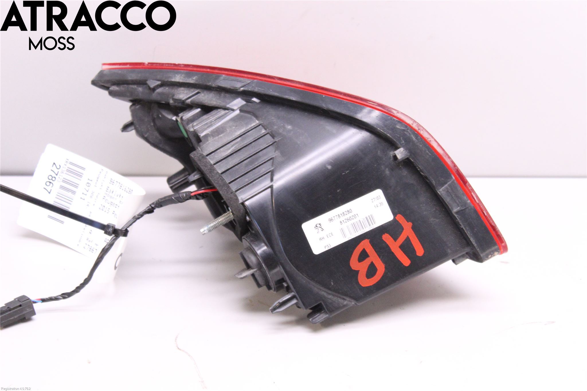 Peugeot 308 14-21 Baklykt Høyre  På Luke(Indre)