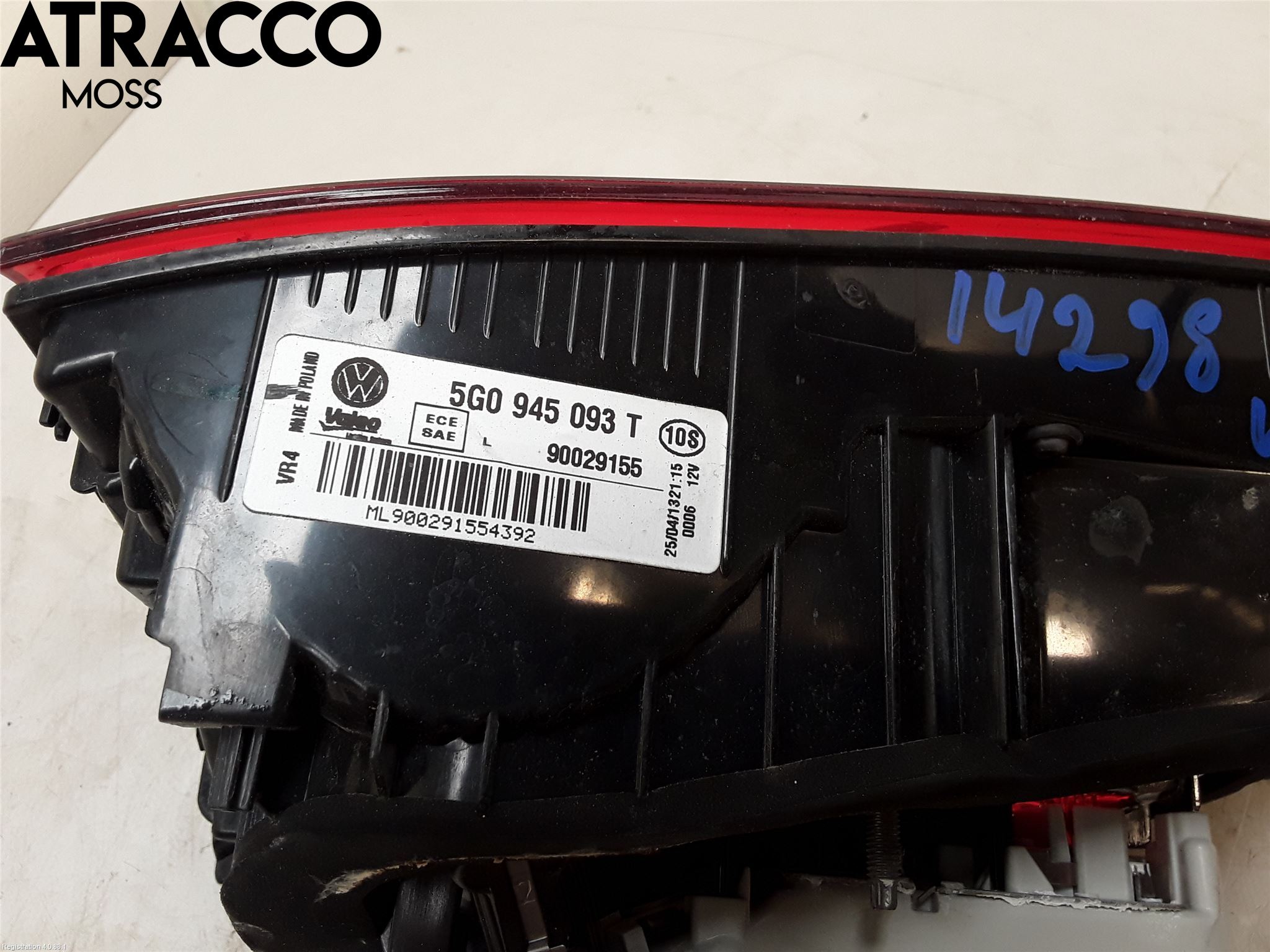 Volkswagen VW GOLF / E-GOLF VII 13-20 Baklykt Venstre  På Luke(Indre