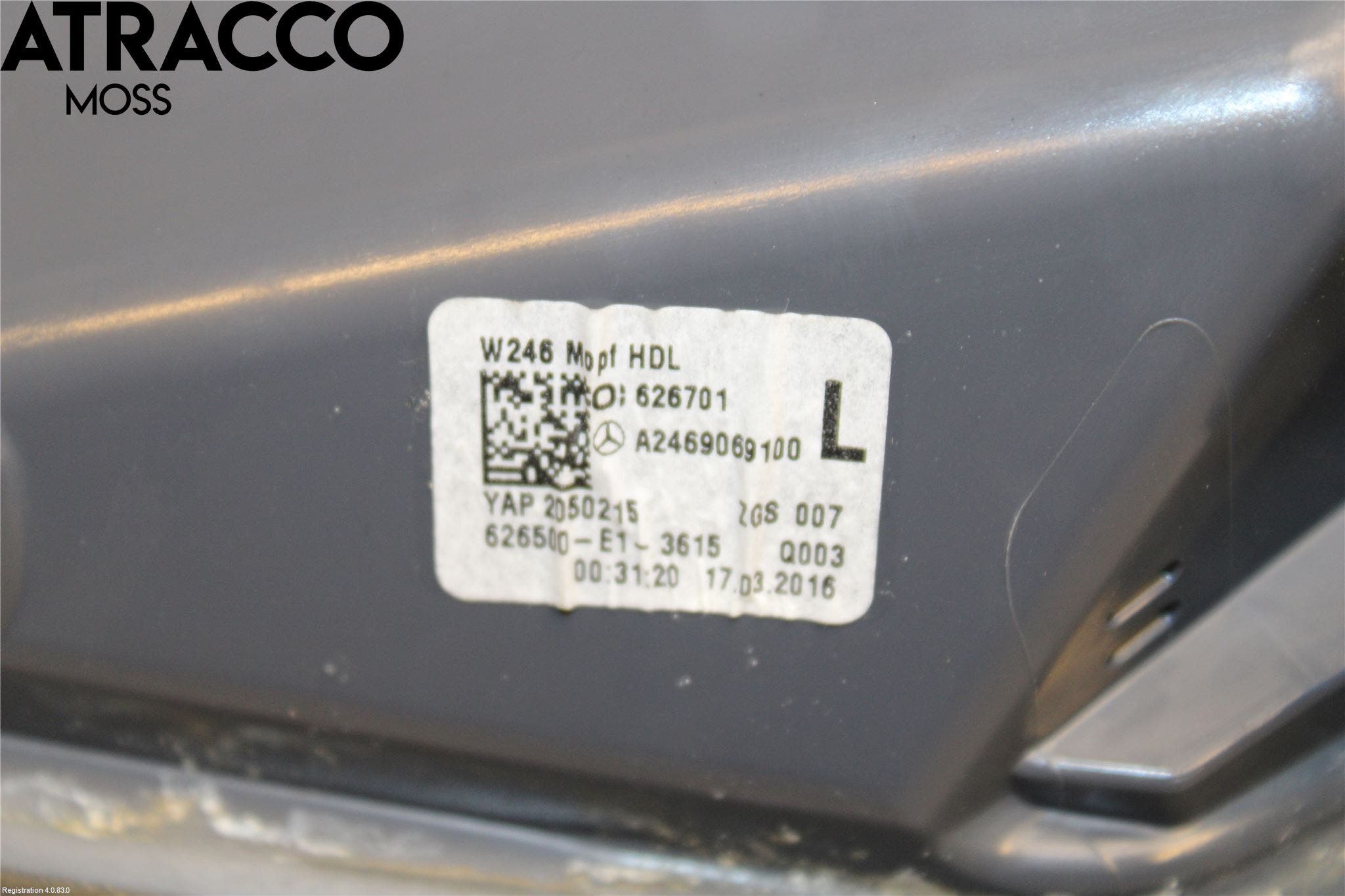 Mercedes-Benz MB B-KLASS (W246/W242) 12-19 Baklykt Venstre På Luke(Indre
