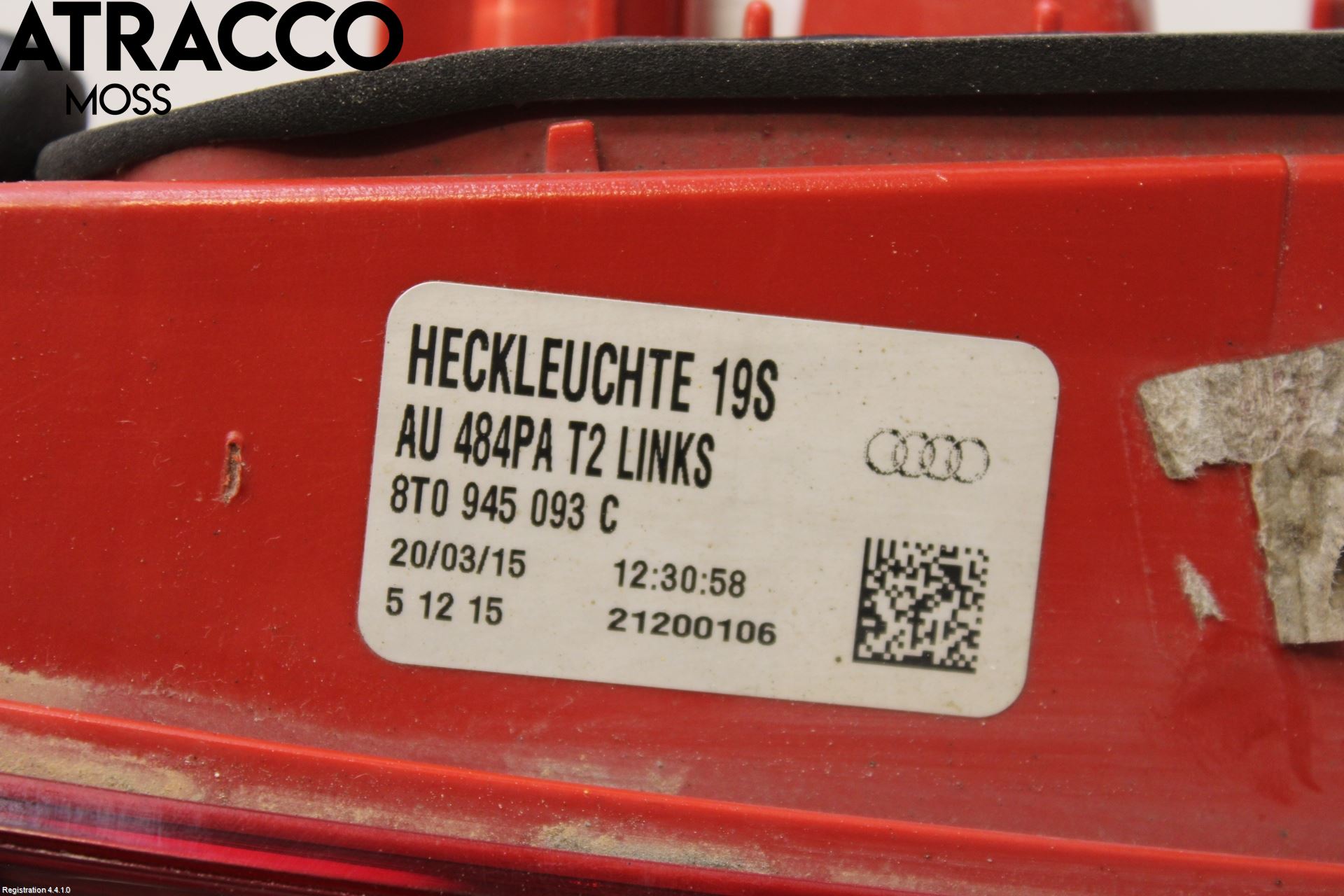 Audi A5 07-16 Baklykt Venstre  På Luke(Indre