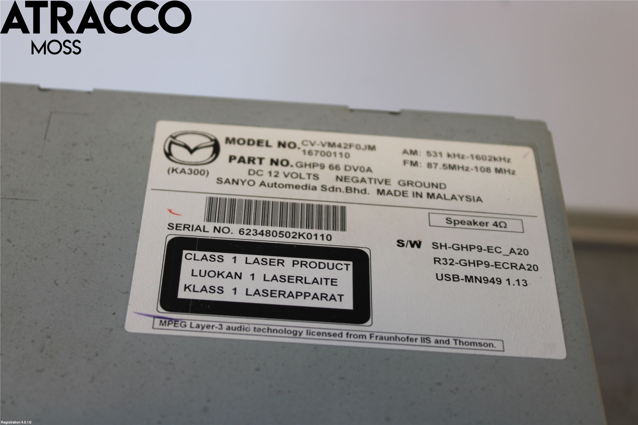 Mazda 6 13- Stereo Radio Med Cd