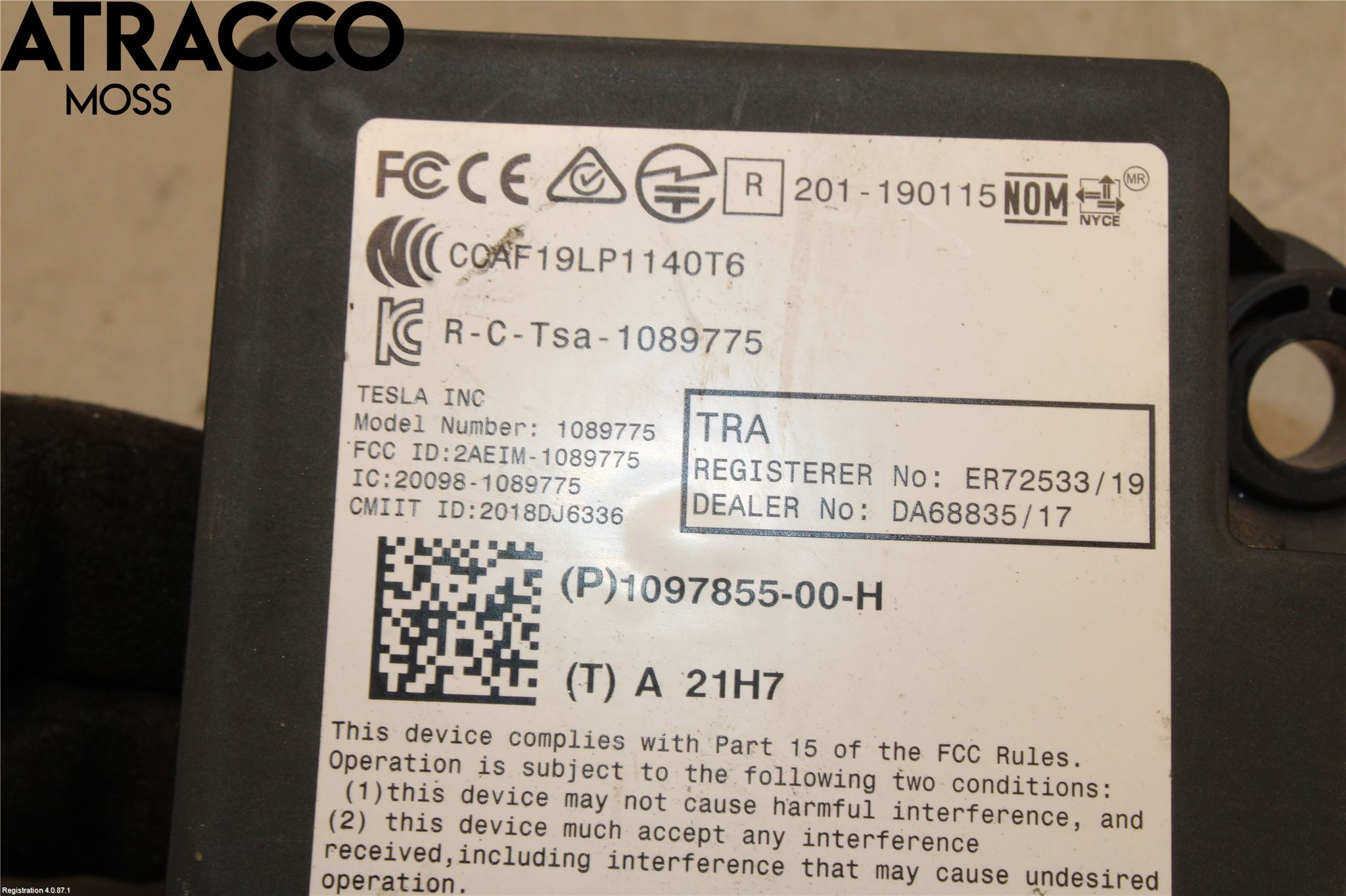 Tesla MODEL 3 17- Styreenhet Øvrig