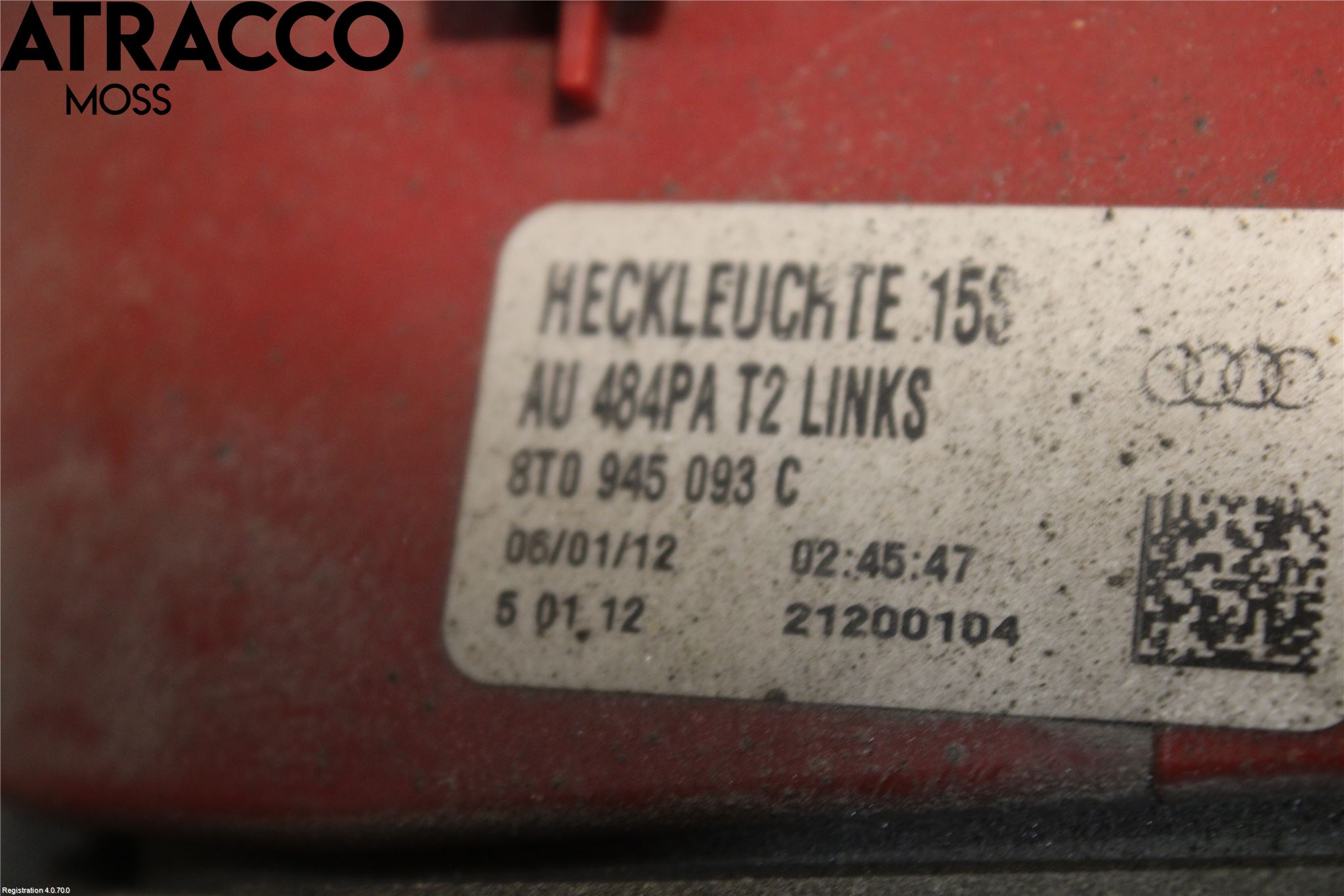 Audi A5 07-16 Baklykt Venstre  På Luke(Indre