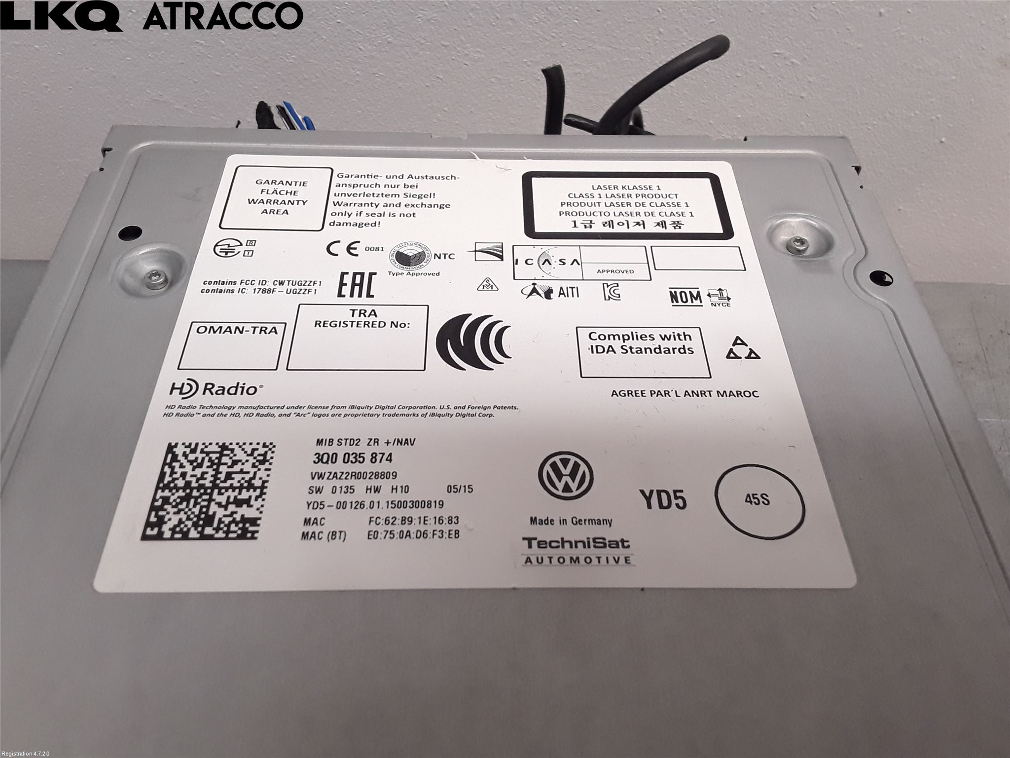 Volkswagen VW PASSAT 15-19 Stereo Radio Med Cd