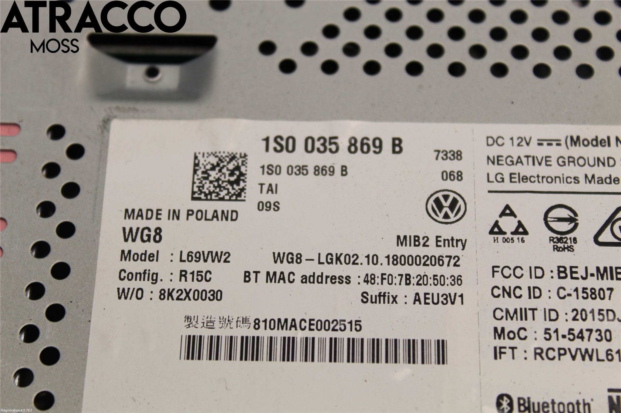 Volkswagen VW UP! / E-UP! Stereo Radio