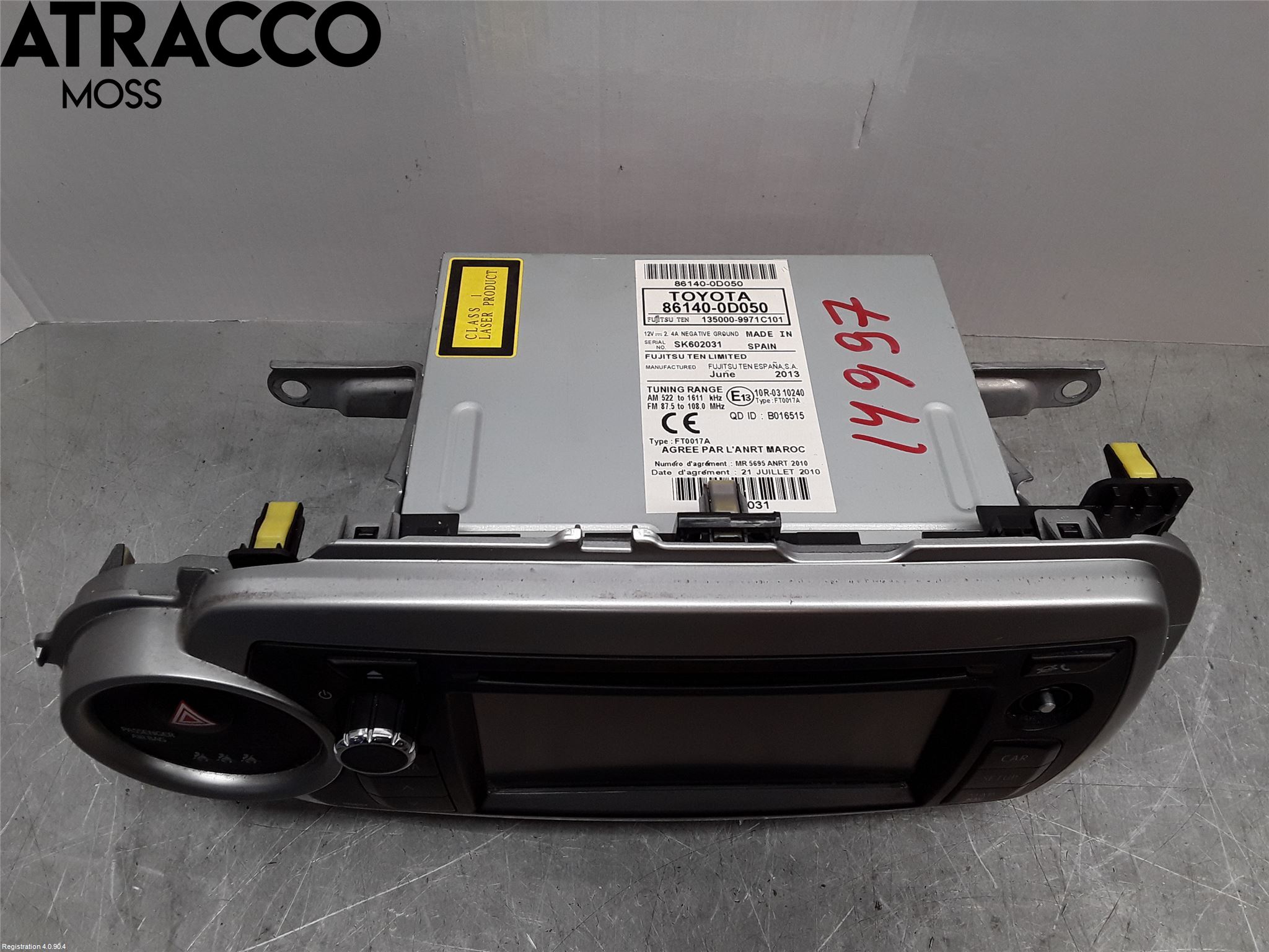 Toyota YARIS XP130 12-14 Stereo Radio