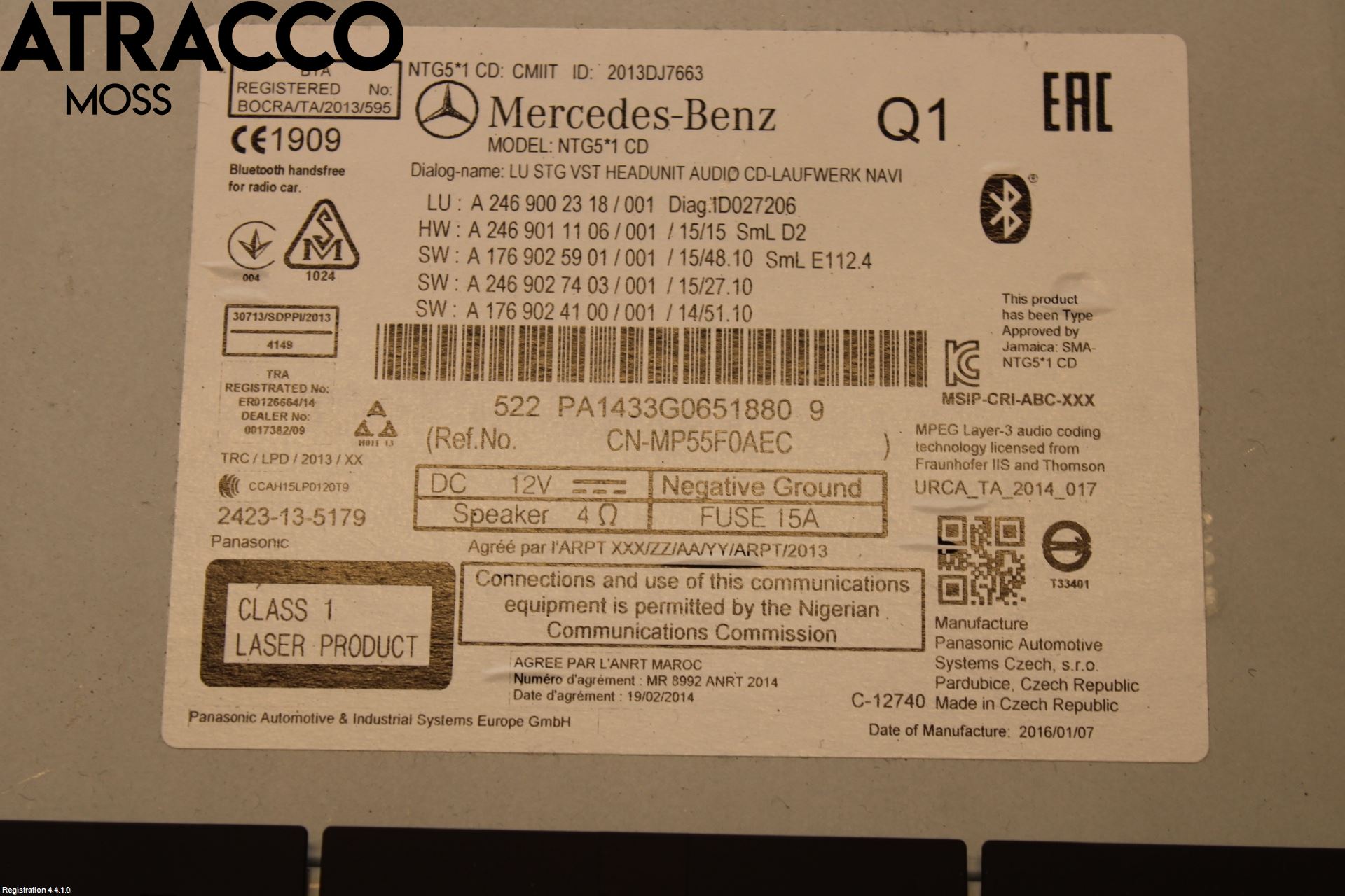 Mercedes-Benz MB A-KLASS (W176) 13-18 Stereo Radio Med Cd