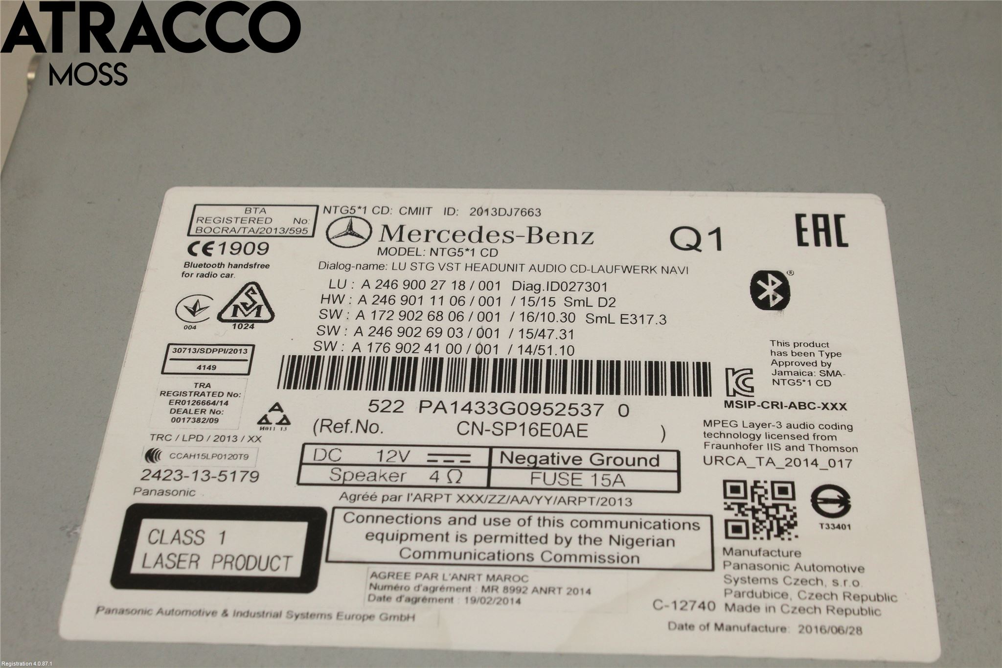 Mercedes-Benz MB CLA-KLASS (C117/X117) 13-19 Stereo Radio