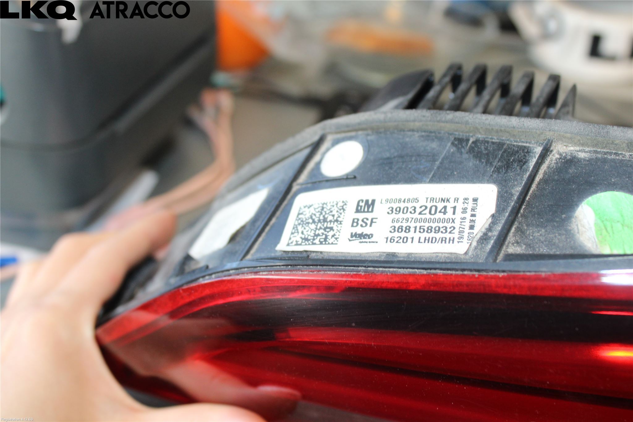 Opel ASTRA K 16-22 Baklykt Høyre  På Luke(Indre)