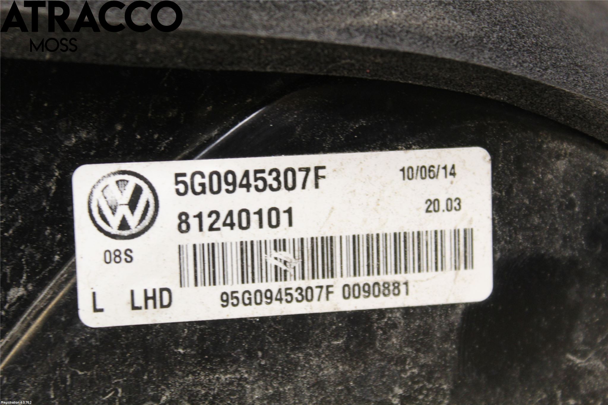 Volkswagen VW GOLF / E-GOLF VII 13-20 Baklykt Venstre  På Luke(Indre