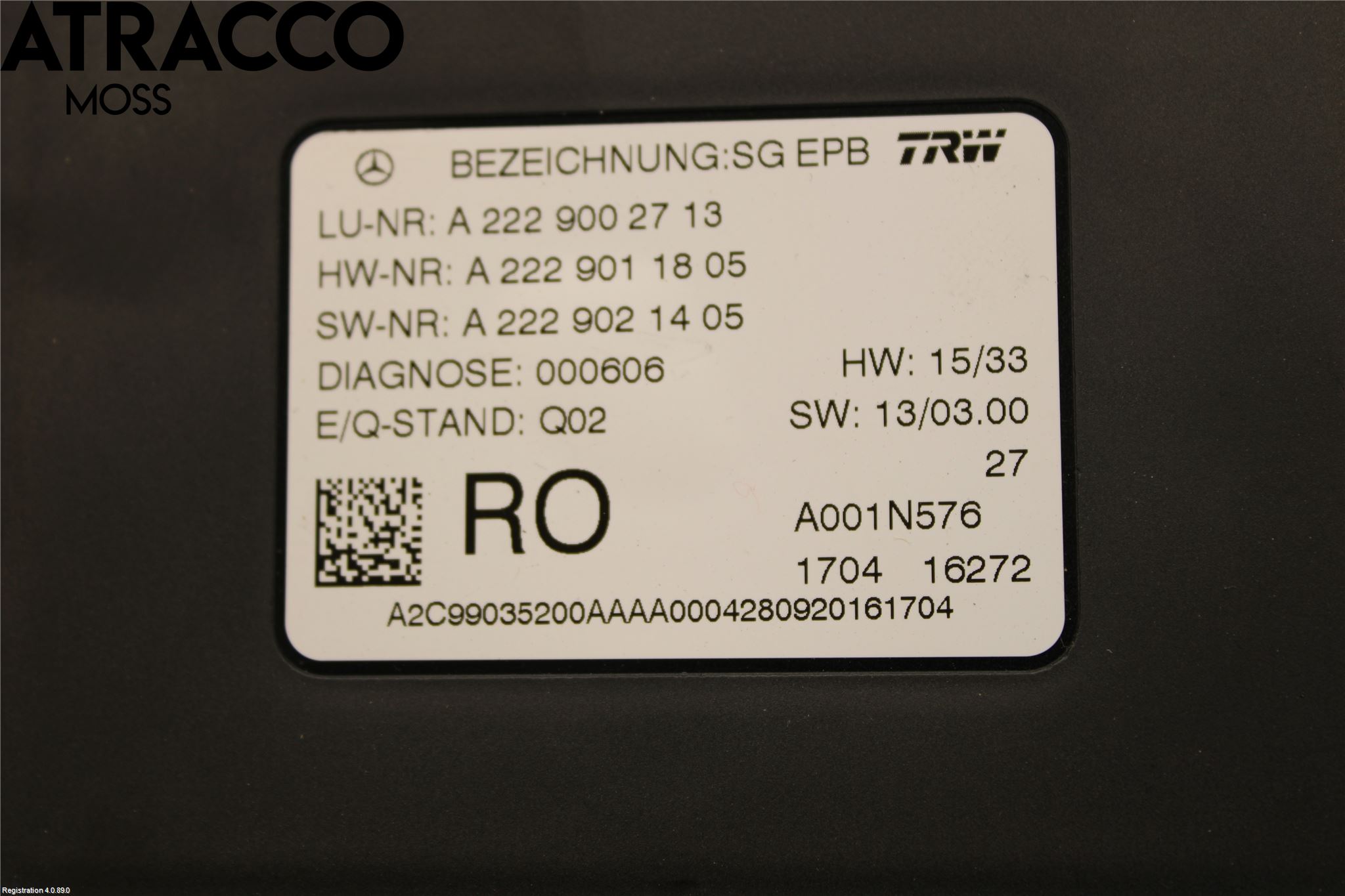 Mercedes-Benz MB C-KLASS (W205) 14-21 Styreenhet Parkbrems