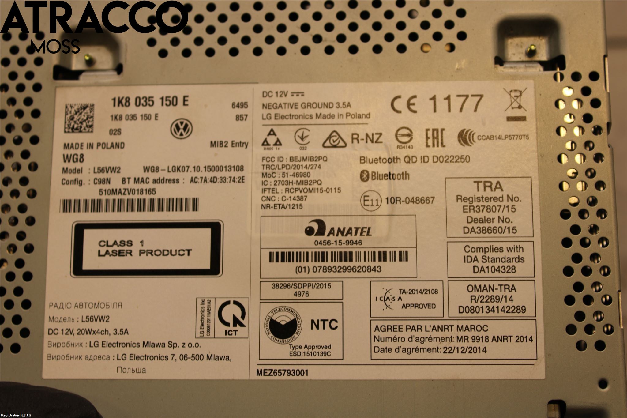 Volkswagen VW CADDY 16-20 Stereo Radio Med Cd