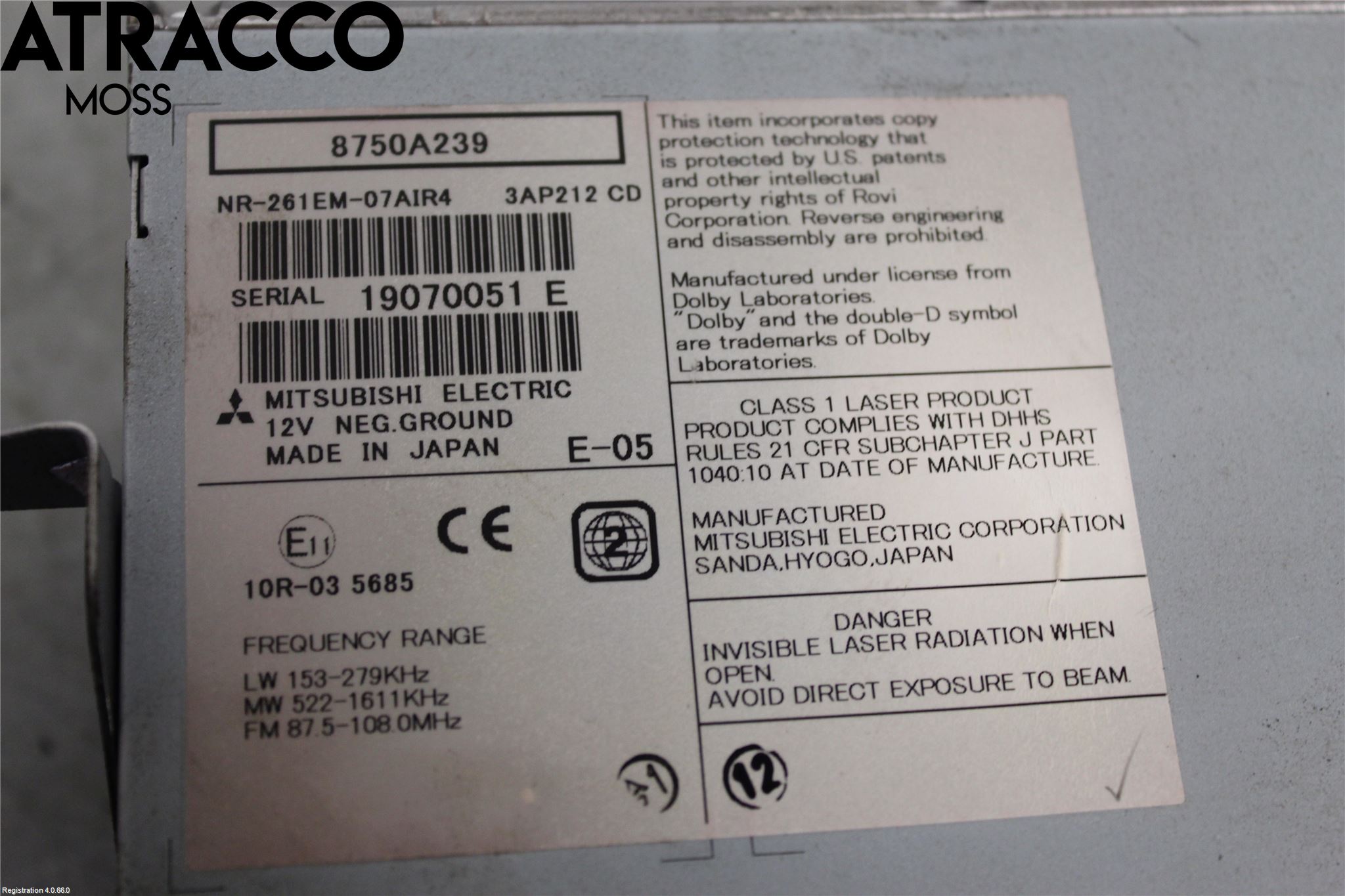 Mitsubishi ASX 10-22 Instr Skjerm Dvd-Gps-Ac-Tlf