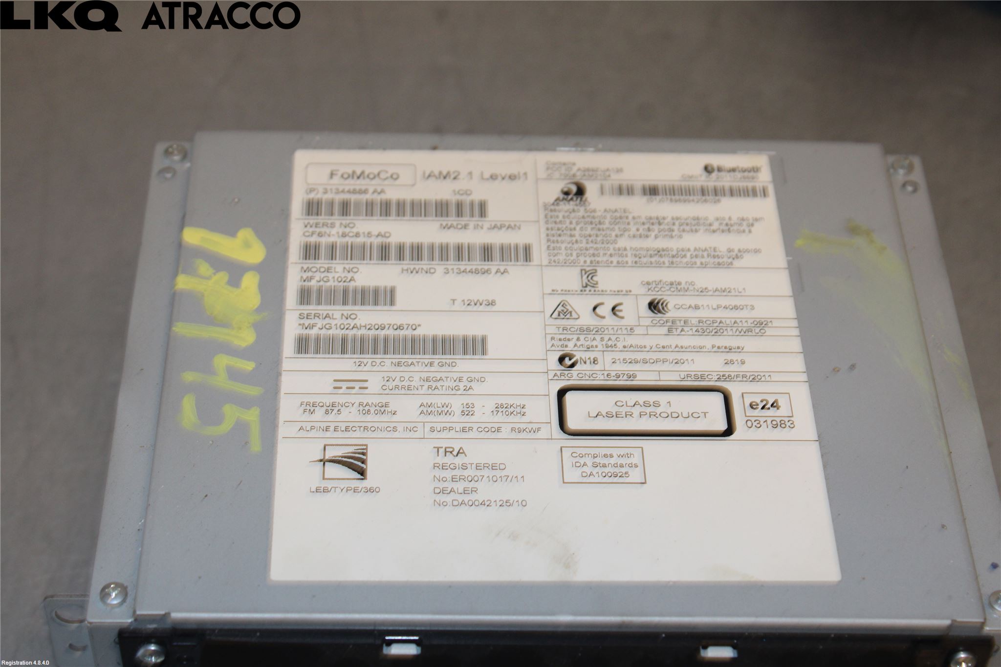 Landrover LAND ROVER RANGE ROVER EVOQUE (L538) 11-18 Stereo Radio Med Cd