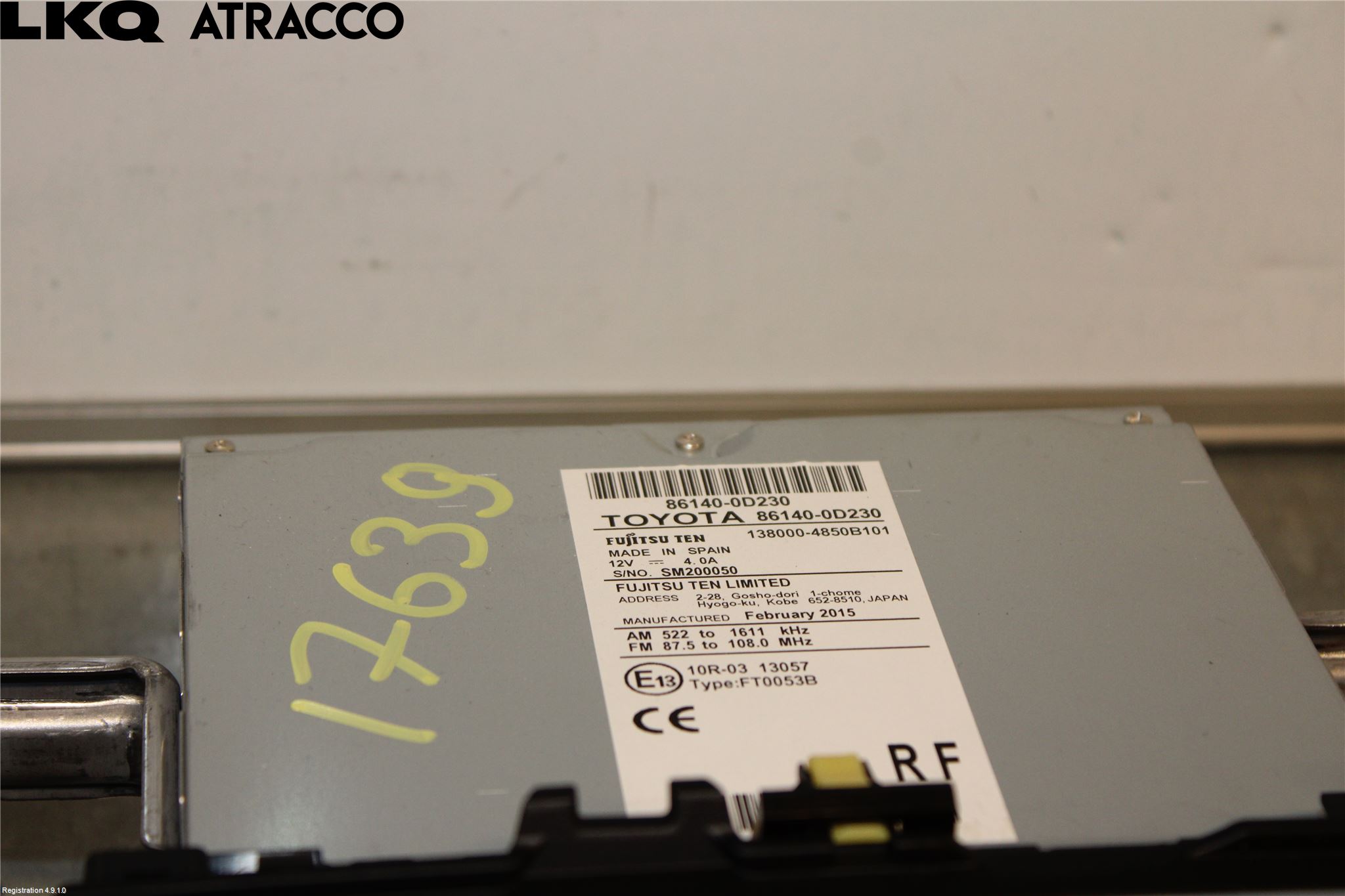 Toyota YARIS XP130 15-20 Stereo Radio Med Cd