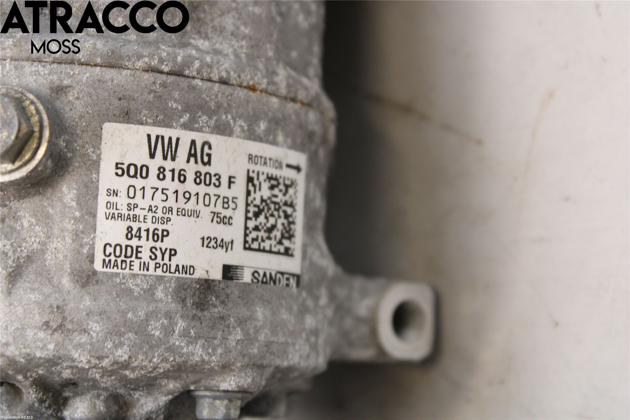 Volkswagen VW GOLF / E-GOLF VII 13-20 Varme Ac Kompressor