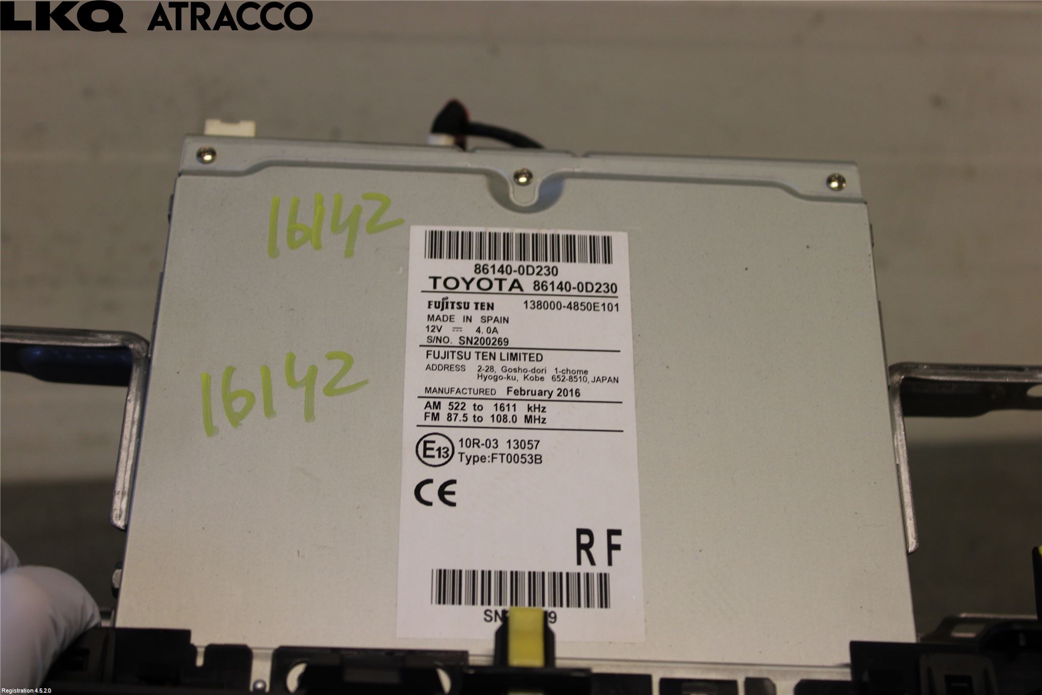 Toyota YARIS XP130 15-20 Stereo Radio