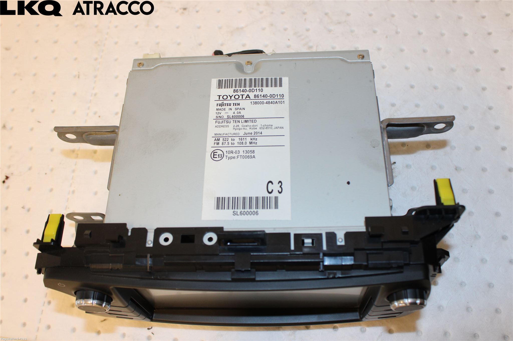 Toyota YARIS XP130 12-14 Stereo Radio