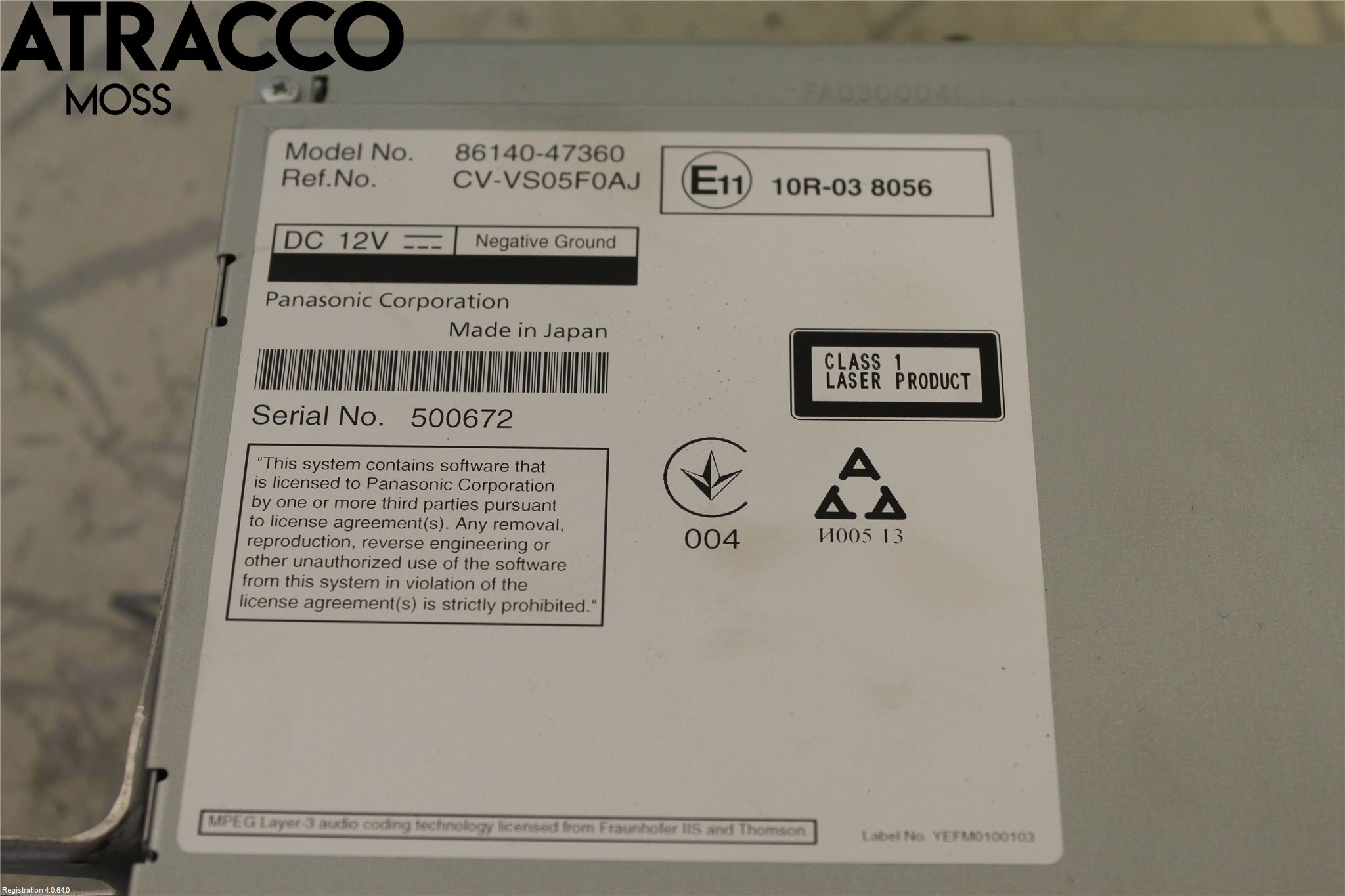 Toyota PRIUS (ZVW50) 16-21 Stereo Dvd Spiller