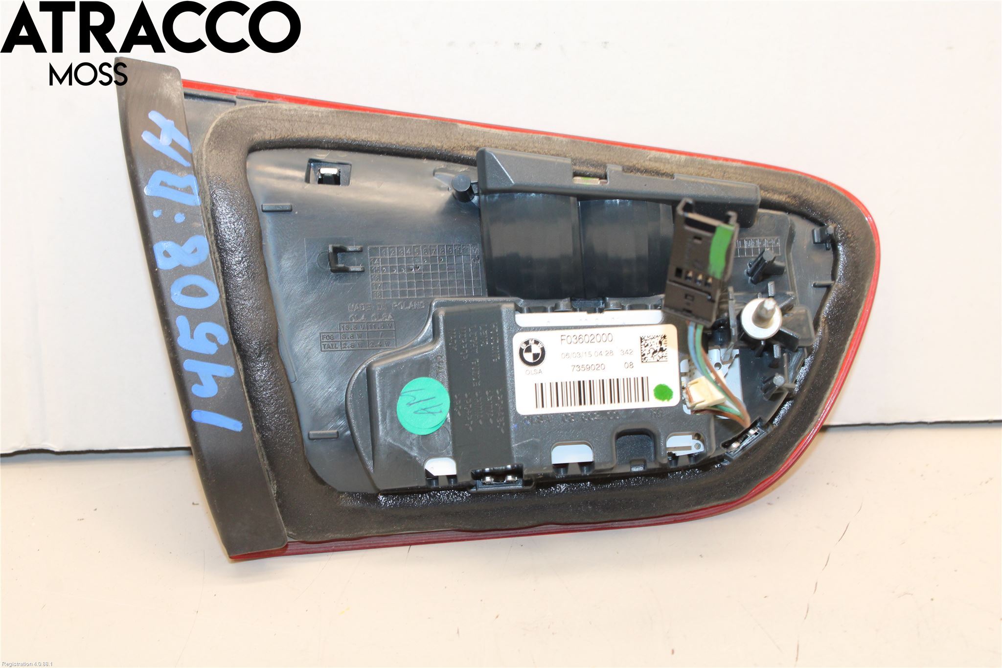 BMW 1 F20/F21 11-19 Baklykt Høyre  På Luke(Indre)