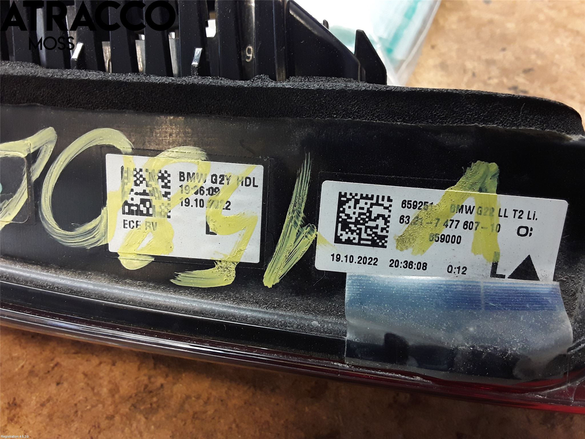 BMW 3 F30/F31/F80 12-19 Baklykt Venstre  På Luke(Indre