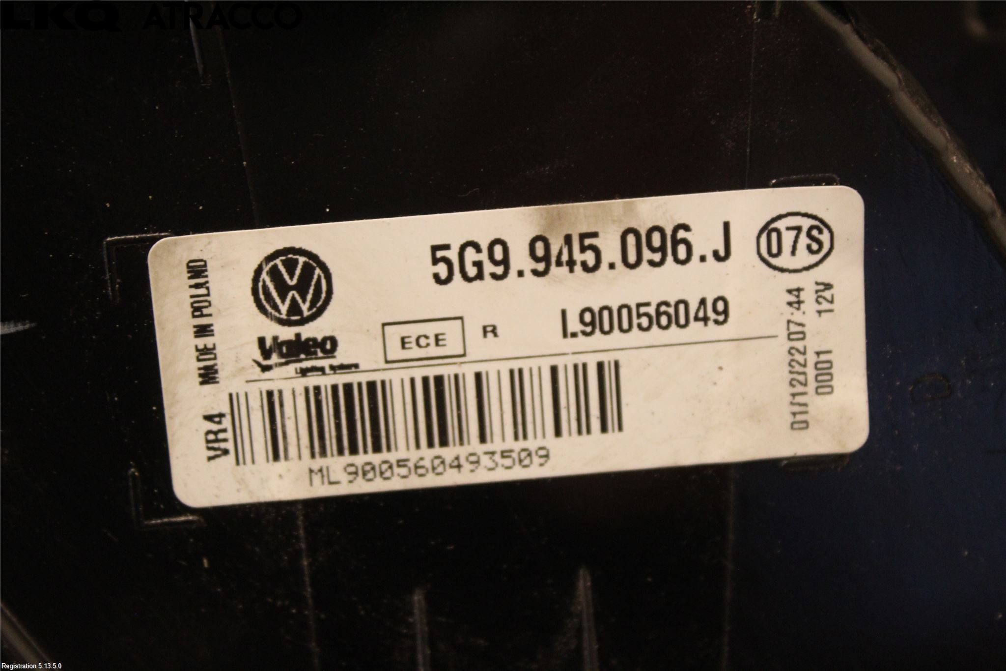 Volkswagen VW GOLF / E-GOLF VII 13-20 Baklykt Høyre