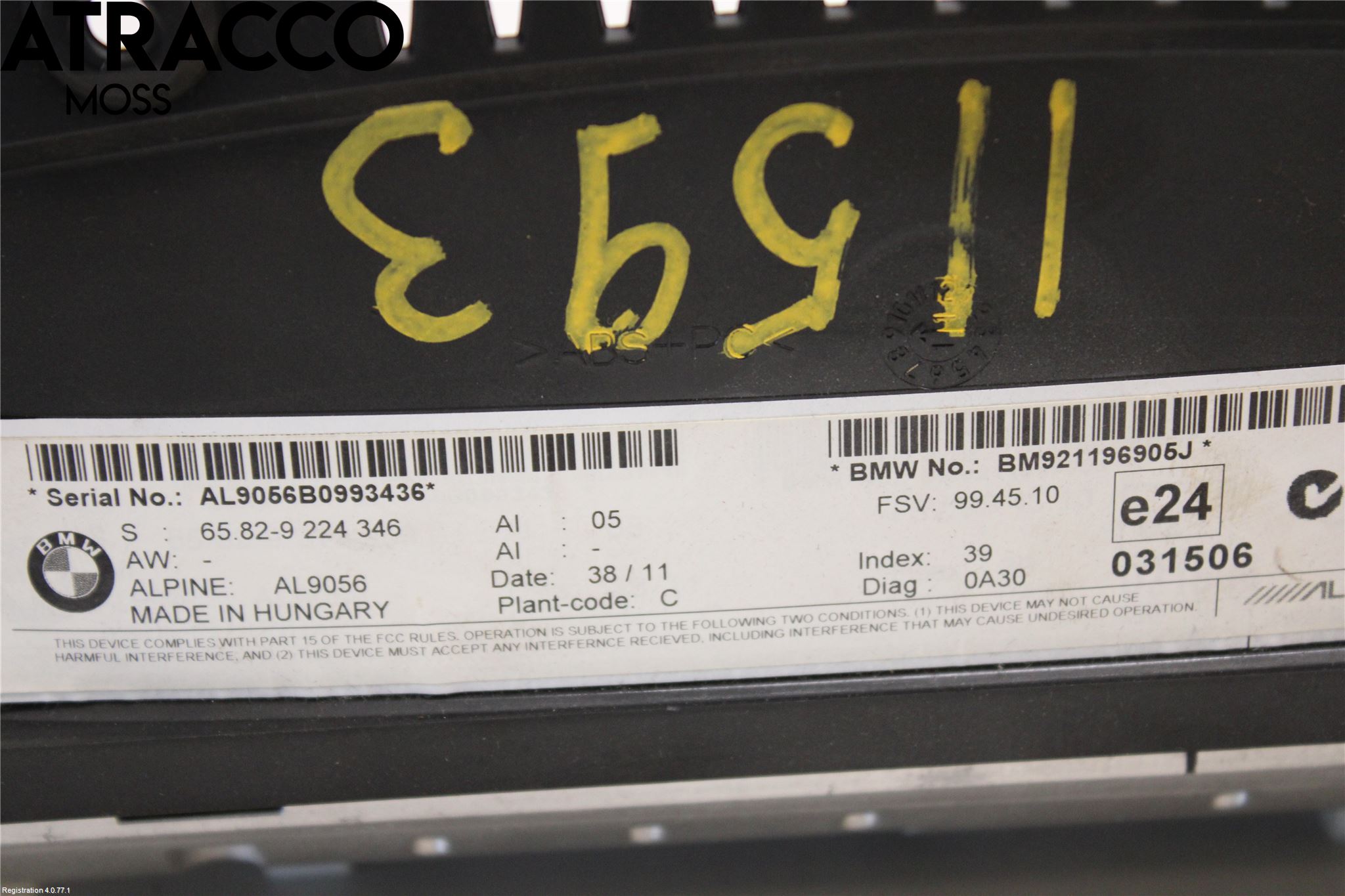 BMW 5 E60/61 Sed/Tou 02-10 Instr Skjerm Dvd-Gps-Ac-Tlf