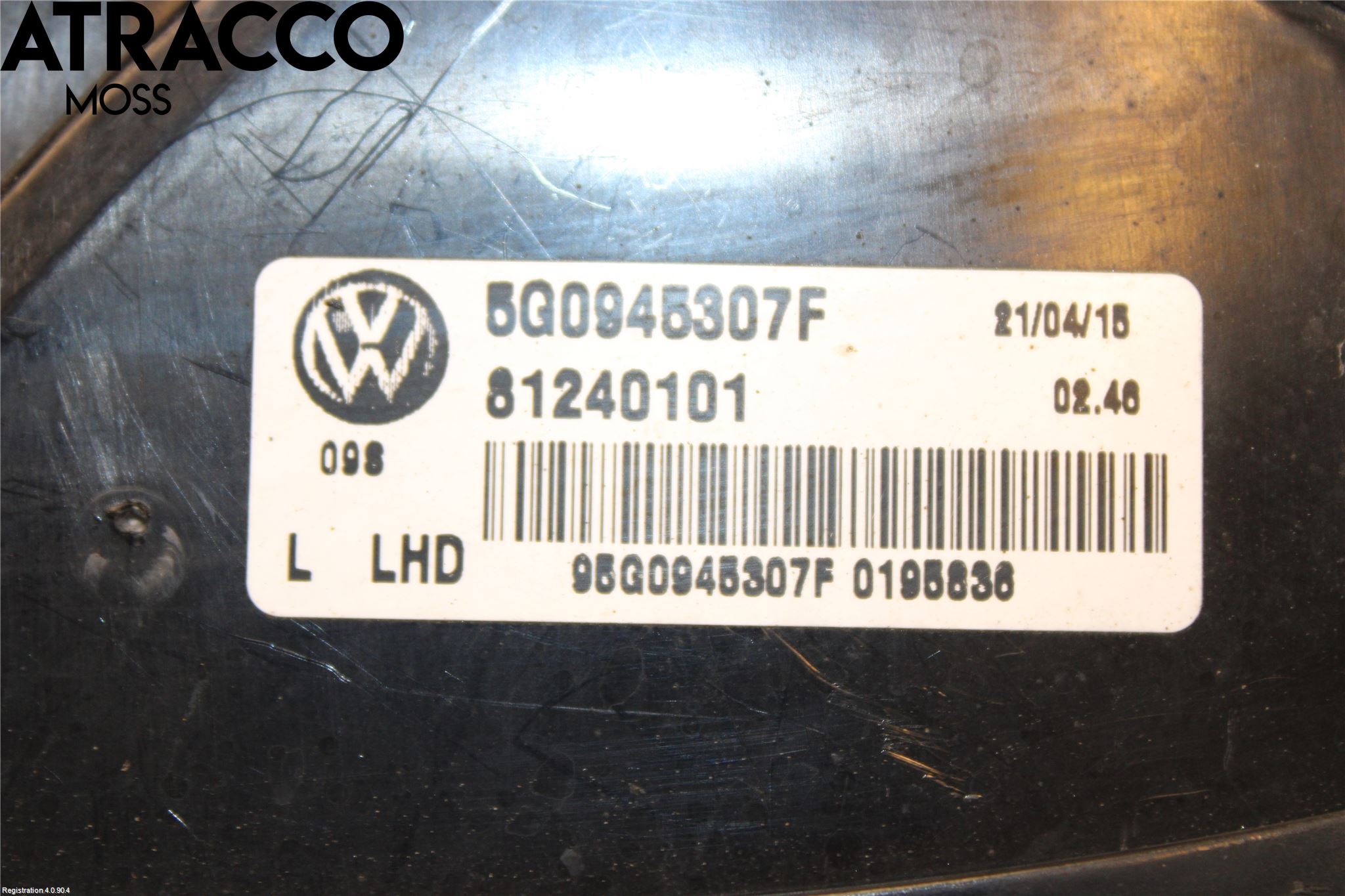 Volkswagen VW GOLF / E-GOLF VII 13-20 Baklykt Venstre  På Luke(Indre