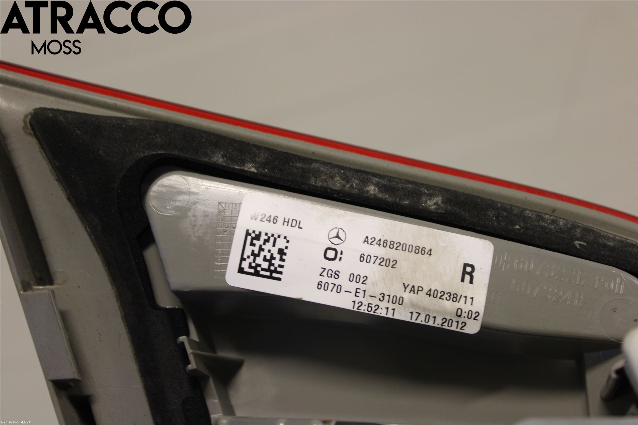 Mercedes-Benz MB B-KLASS (W246/W242) 12-19 Baklykt Høyre  På Luke(Indre)