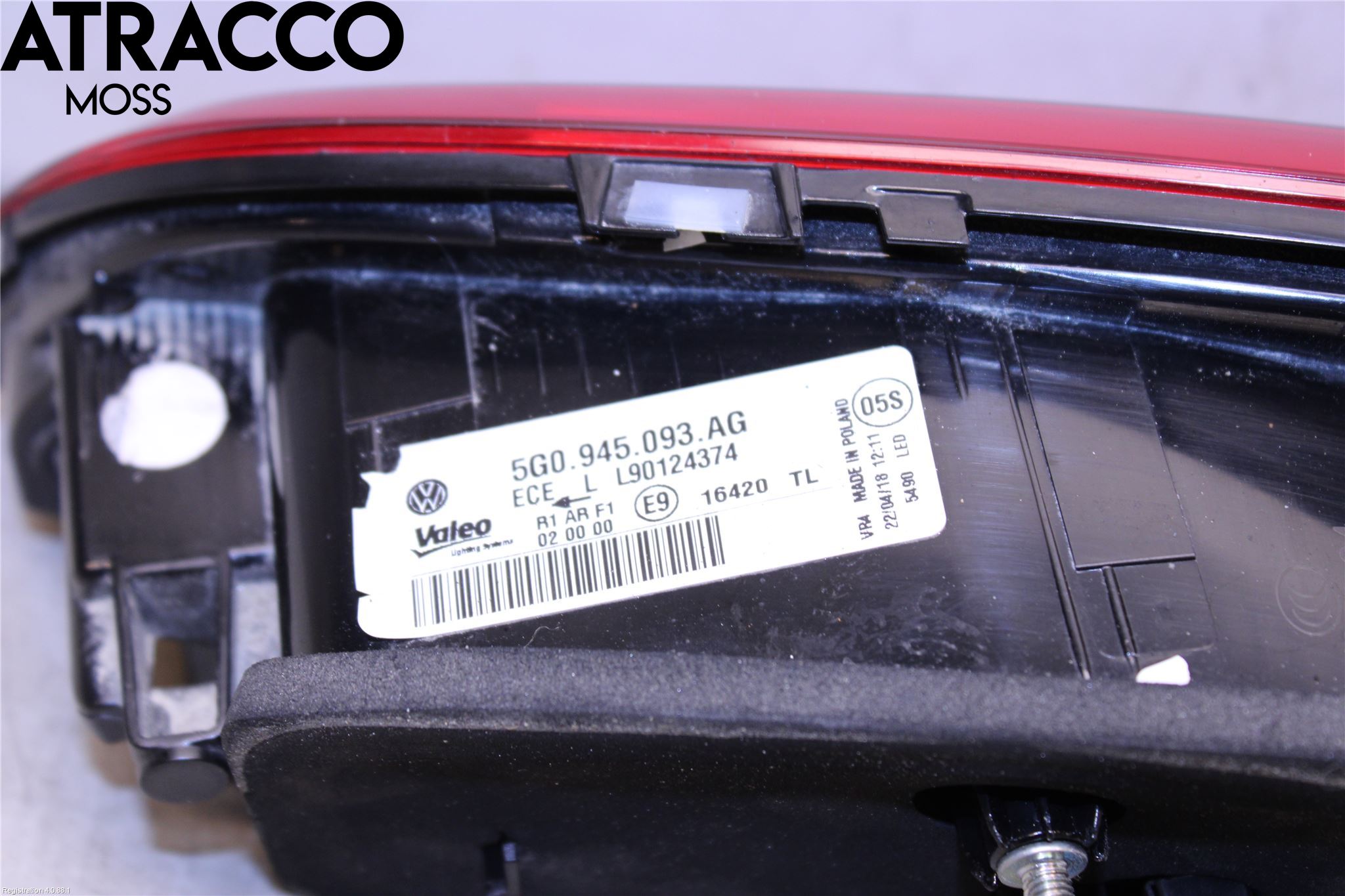 Volkswagen VW GOLF / E-GOLF VII 13-20 Baklykt Venstre  På Luke(Indre