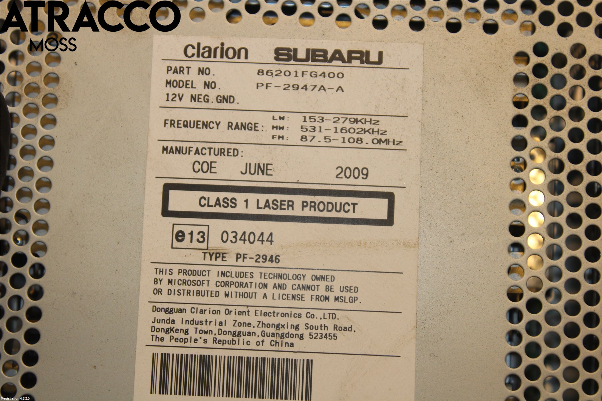 Subaru IMPREZA III 08-11 Stereo Radio Med Cd