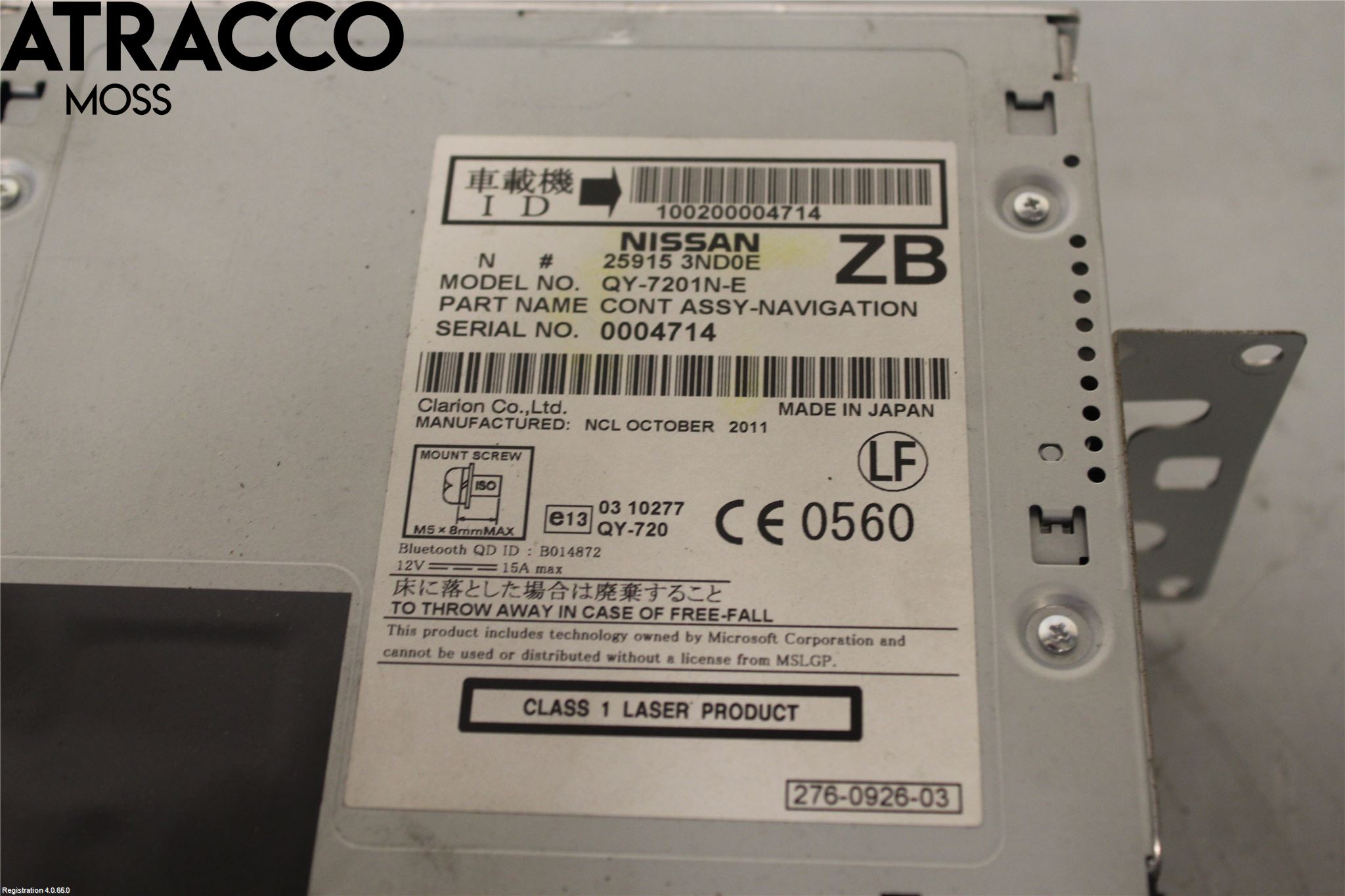 Nissan LEAF 11-17 Instr Skjerm Dvd-Gps-Ac-Tlf