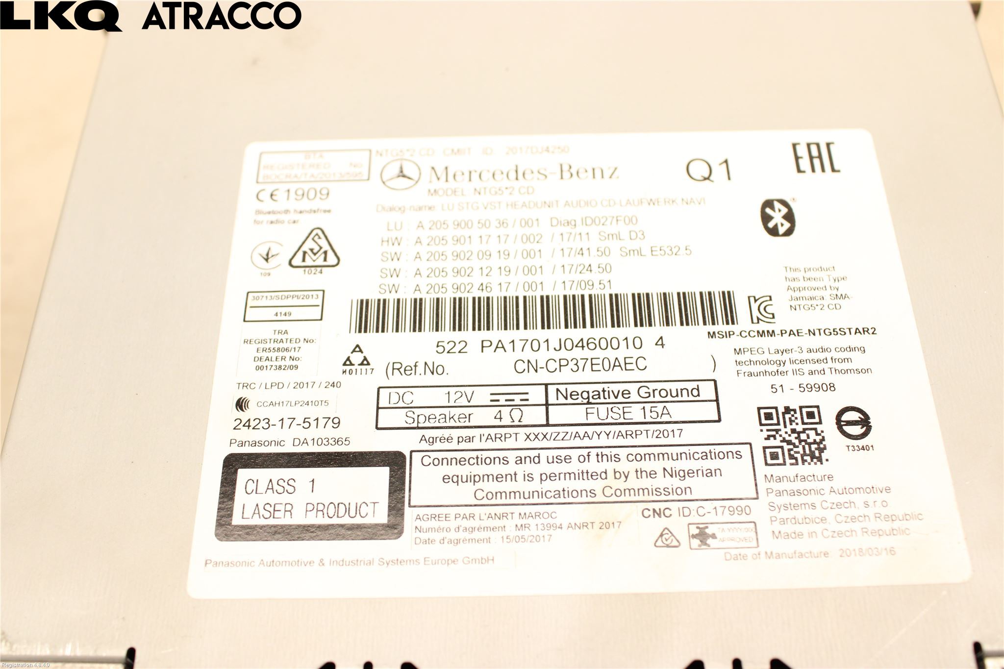 Mercedes-Benz MB C-KLASS (W205) 14-21 Stereo Radio