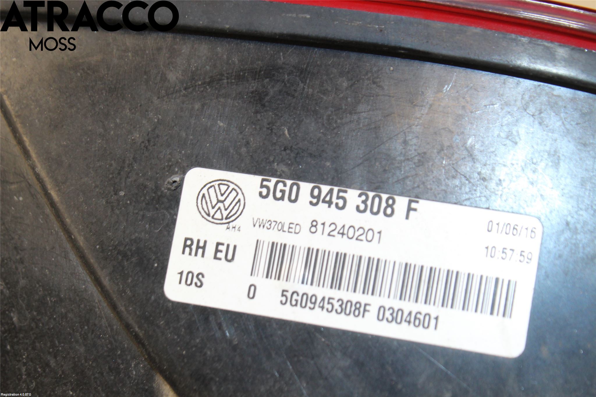 Volkswagen VW GOLF / E-GOLF VII 13-20 Baklykt Høyre  På Luke(Indre)