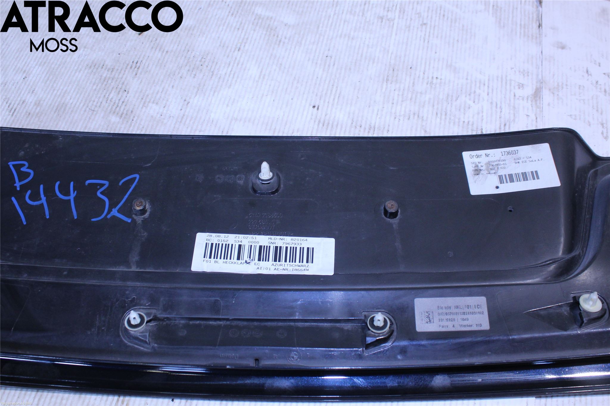 BMW 7 F01/02/03/04 09-15 Refleksplate - Skiltplate