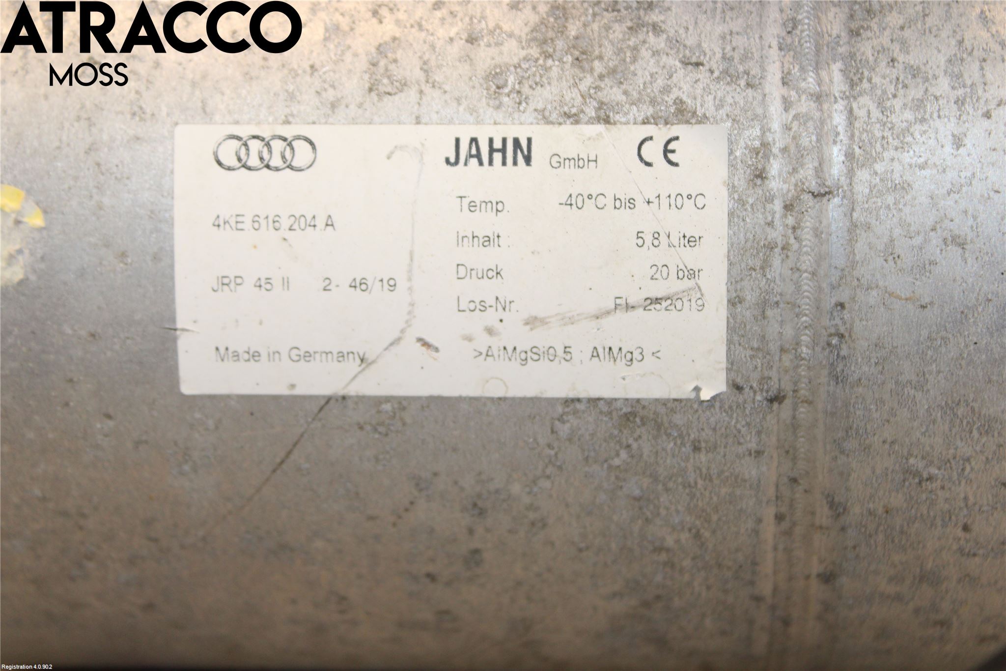 Audi E-TRON, S GE 19- Nivå/Lufrfrändring Trycktank